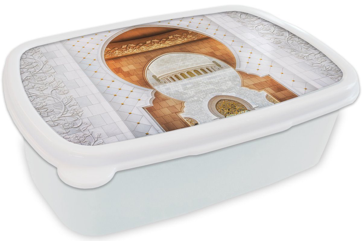 für und - Kinder MuchoWow Lunchbox Tor Architektur Erwachsene, Brotbox Brotdose, und Gold, - Jungs Kunststoff, (2-tlg), für - Weiß Mädchen