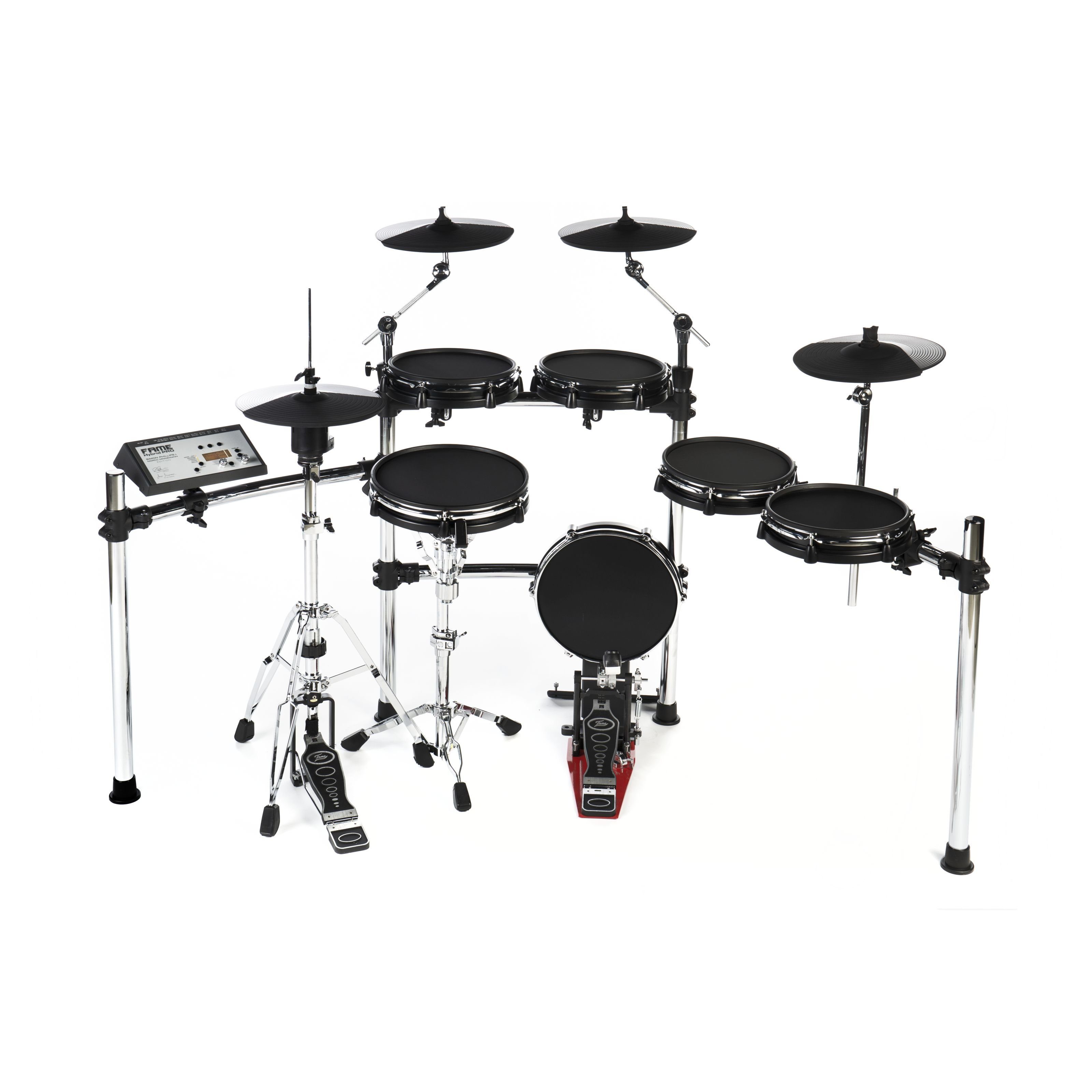 FAME E-Drum,Hybrid PRO E-Drum Set, Elektronisches Hybrid Schlagzeug mit Gewebefellen und echter HiHat 12", Kick Pad 12“, Software Editor PC/MAC, Soundmodul Europe, E-Drums, E-Drum Sets, Hybrid PRO E-Drum Set, Elektronisches Hybrid Schlagzeug