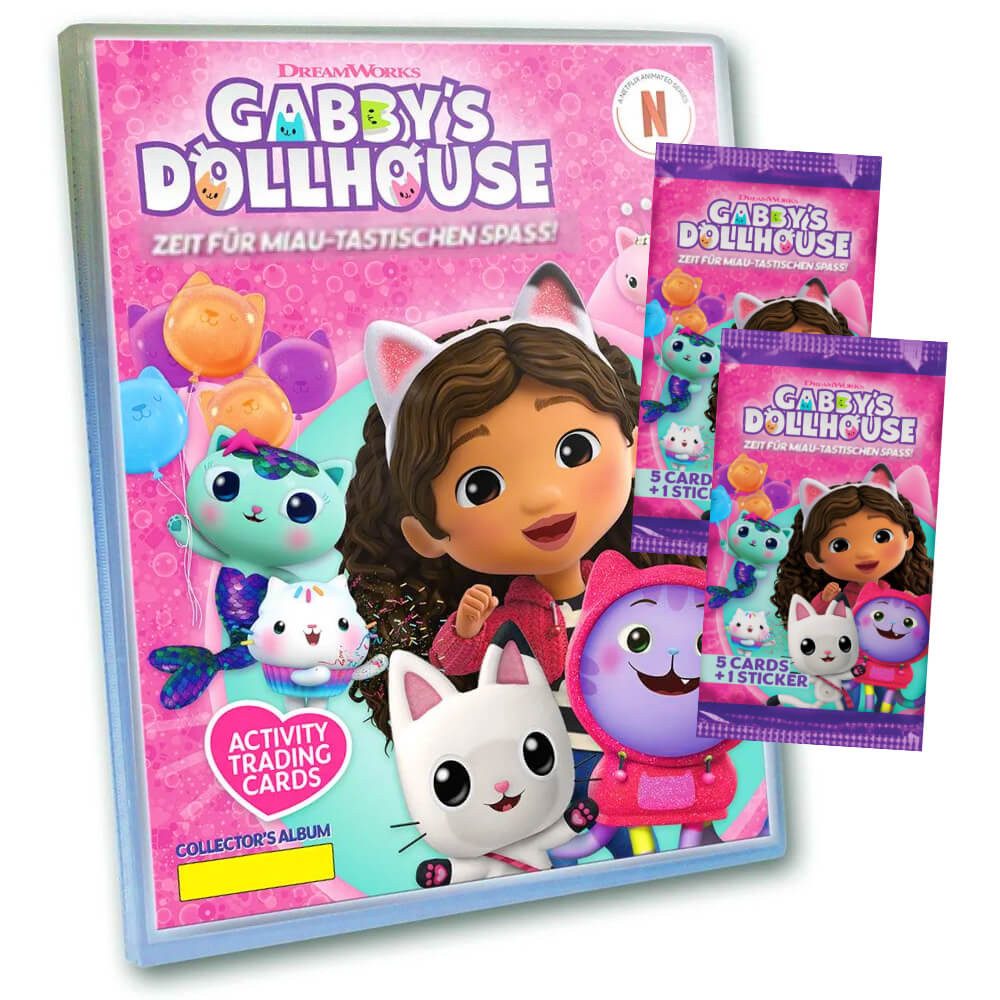 Panini Sammelkarte Gabby’s Dollhouse Karten - Trading Cards Sammelkarten, - 1 Mappe + 2 Booster