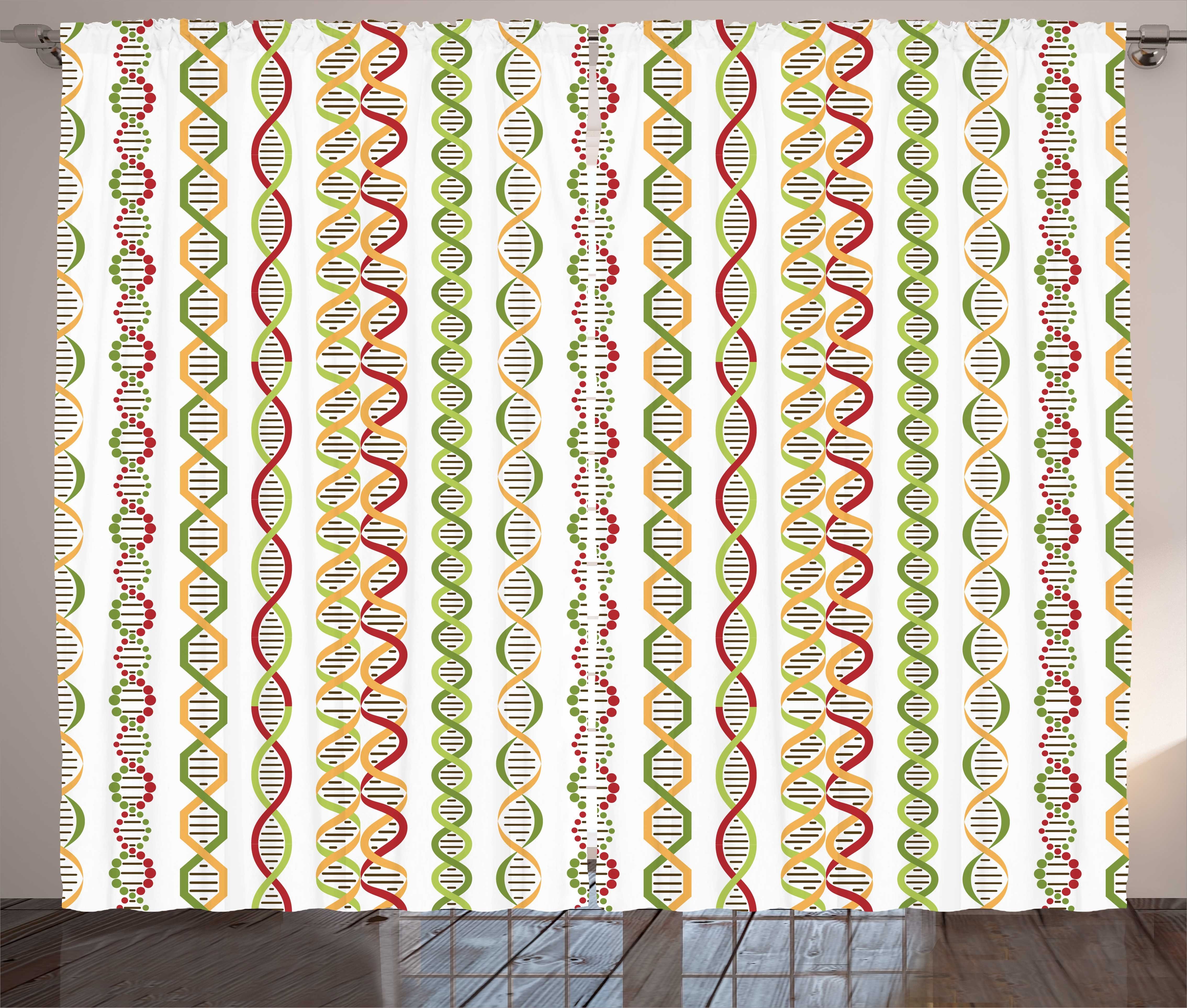 und Schlafzimmer DNA-Linien Bunte Curly Gardine mit Vorhang Wissenschaft Kräuselband Abakuhaus, Schlaufen Haken,