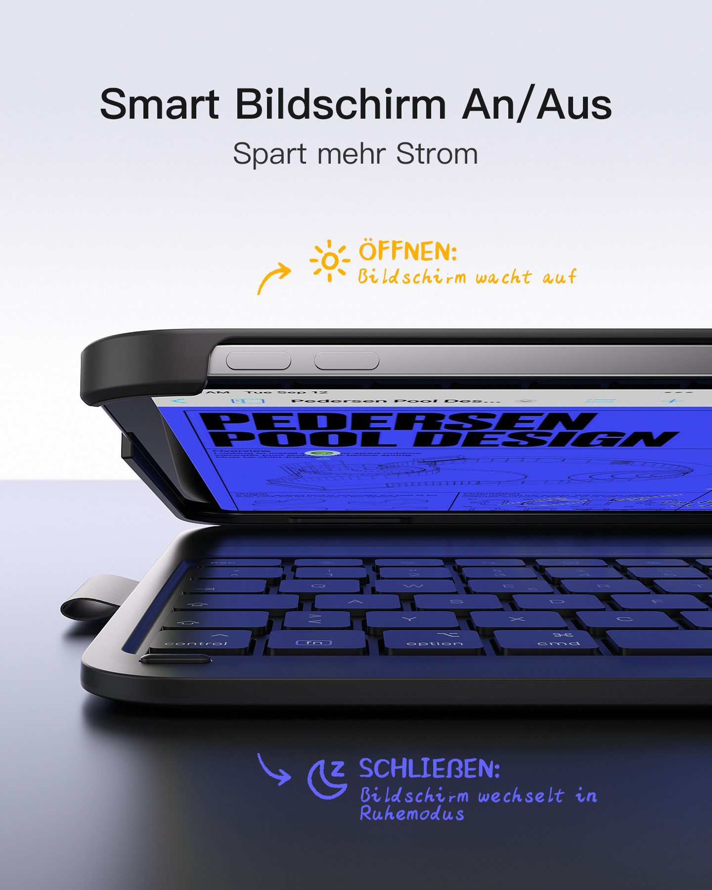 Inateck für iPad 11 Gen A16, iPad Air 11'' M4 M3, iPad 10 Gen iPad-Tastatur (Ultraleichte, mit Stifthalter, 7-Farbiger Hintergrund Beleuchtung) – Bild 5 von 5