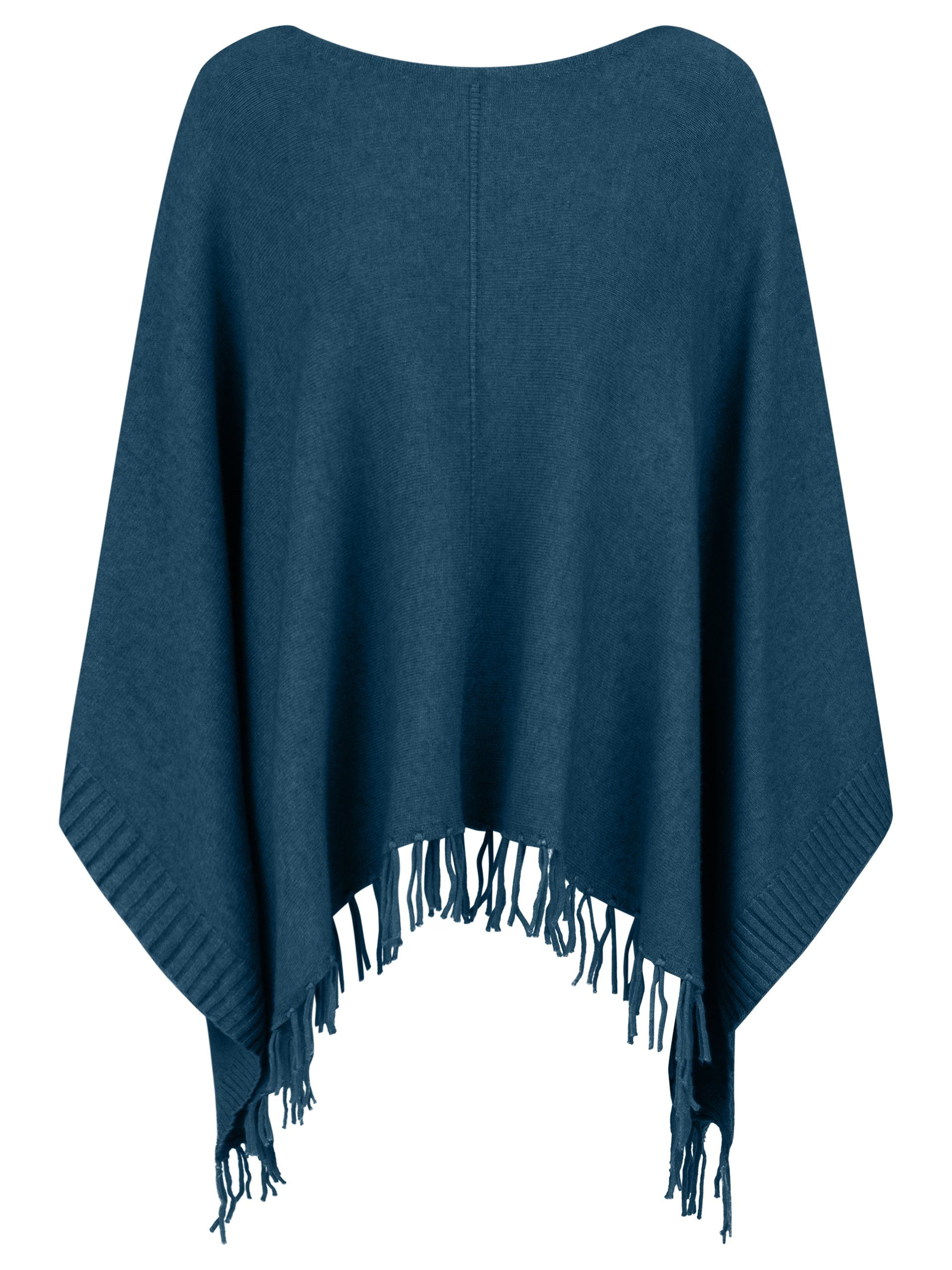 mit Kraimod royal Poncho blue und Eye Allover-Design catching