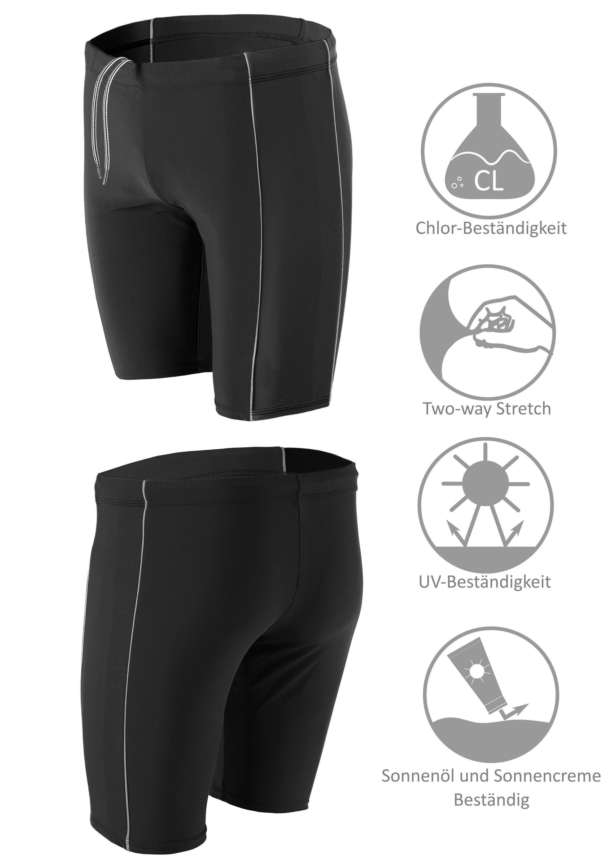 Aquarti Badehose Aquarti Herren Lange Badehose mit Kontrast-Paspel Jammer