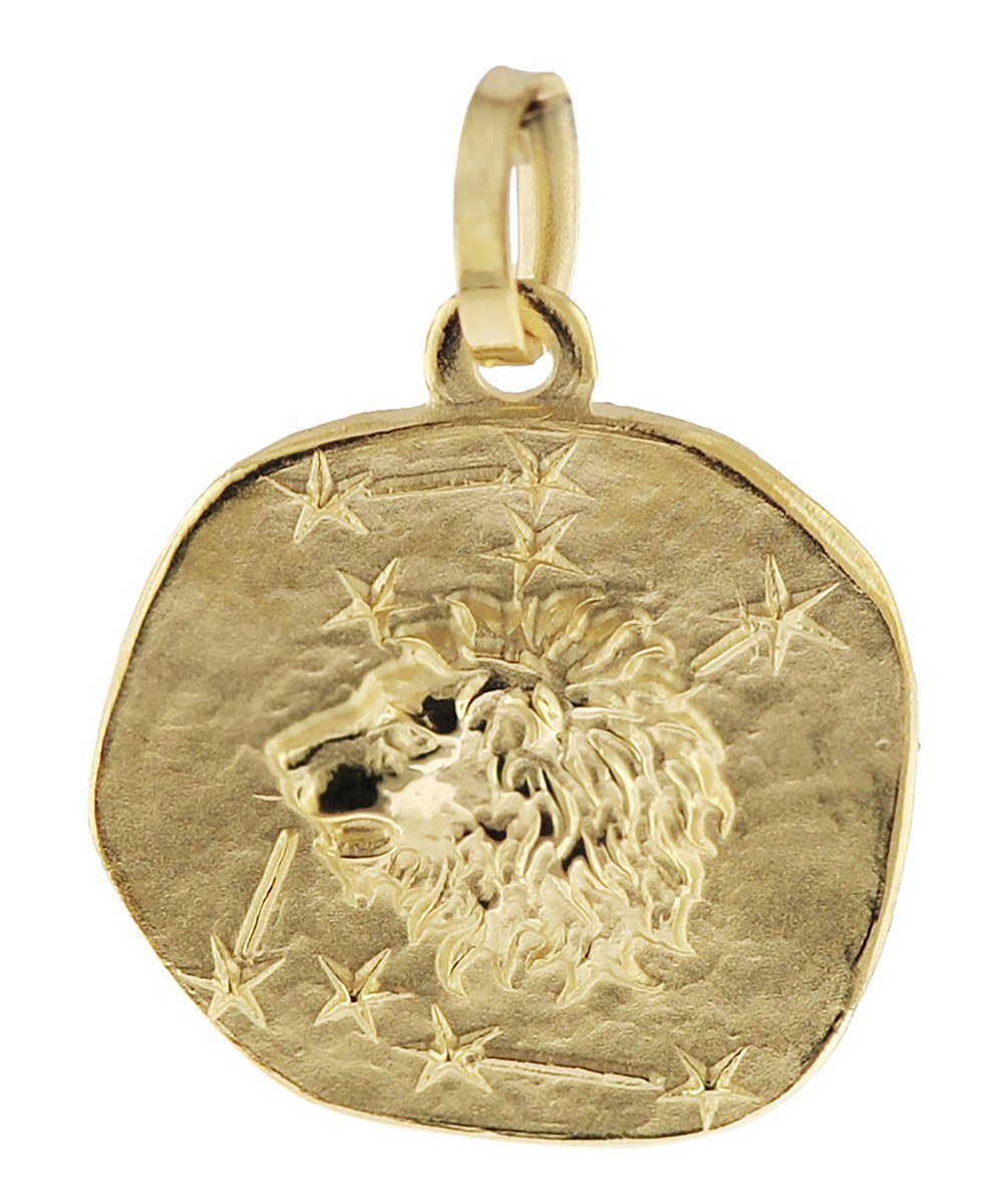 trendor Runder Anhänger Sternzeichen- Löwe 585 Gold 16 mm