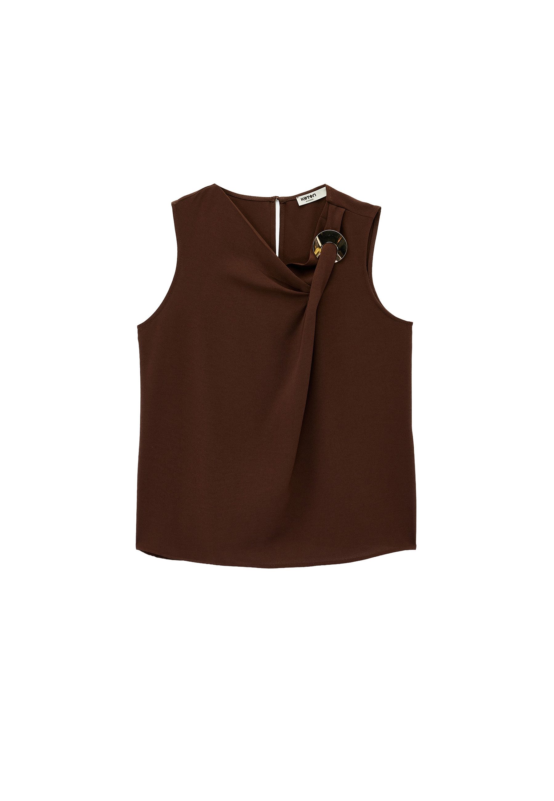 Koton Blusentop Ärmellos Asymmetrischer Kragen Klassische Bluse