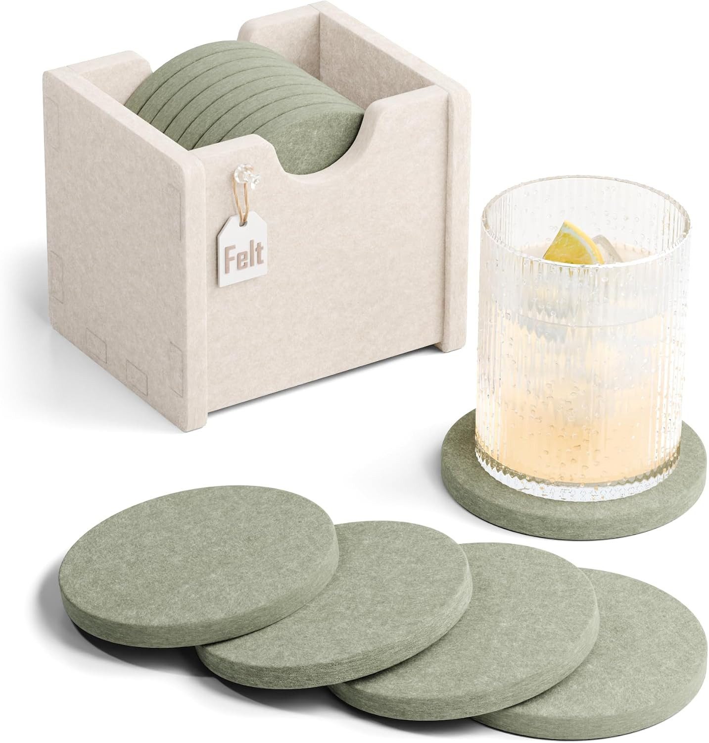 FELIXLEO Platzset Untersetzer für Gläser Filz Rund 8er Set mit Filzbox, (1-St)