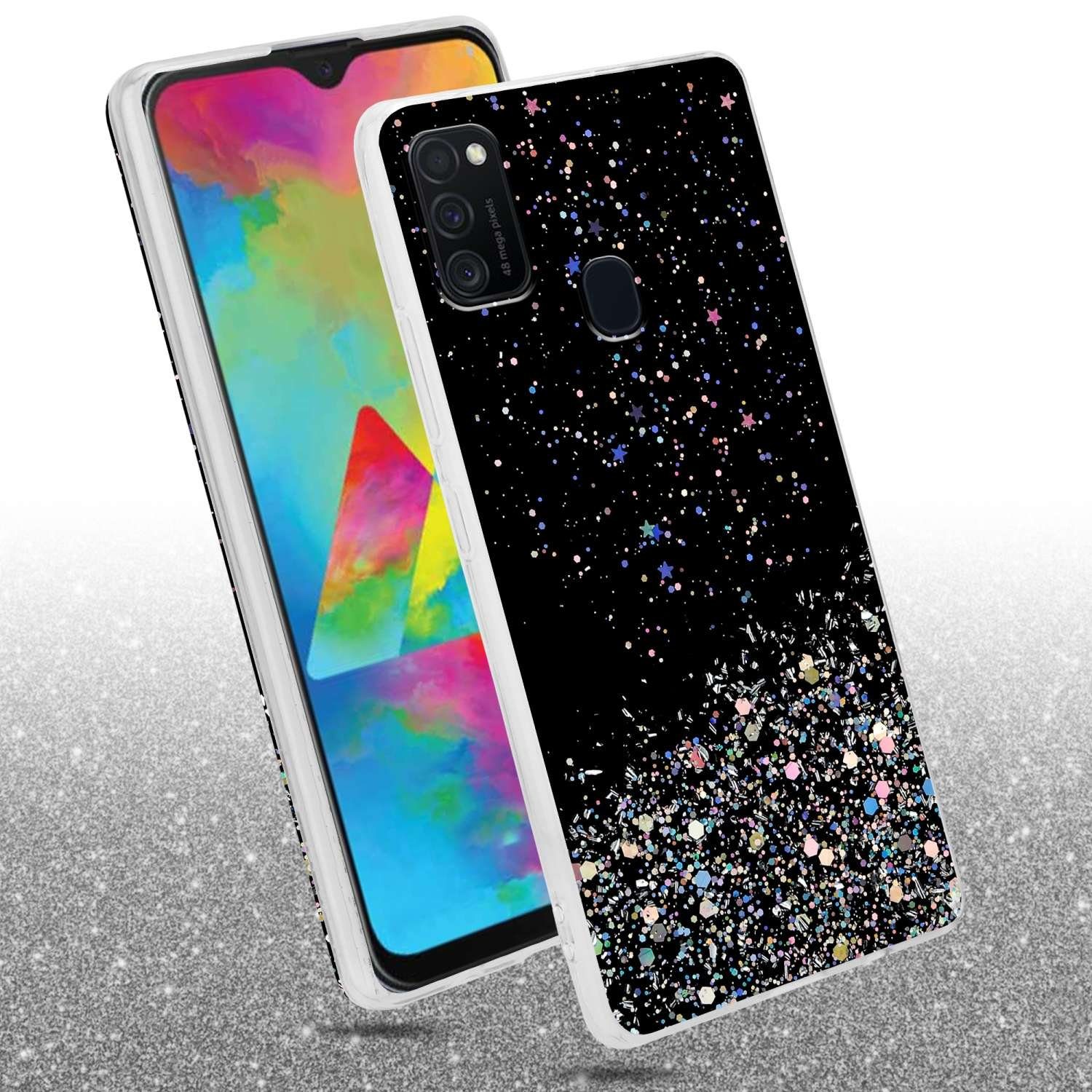 Cadorabo Handyhülle für Samsung Galaxy M21 / M30s Hülle Samsung Galaxy M21 / M30s, Flexible TPU Silikon Handy Schutzhülle - Hülle - mit Glitzer