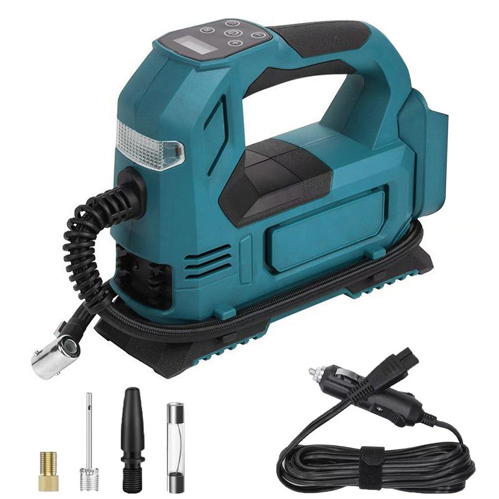 PODOFO Akku-Handkompressor Batteriebetriebene Luftpumpe Mit einem LCD-Display, 5-tlg., Batterien nicht im Lieferumfang enthalten Reifendruckanzeige