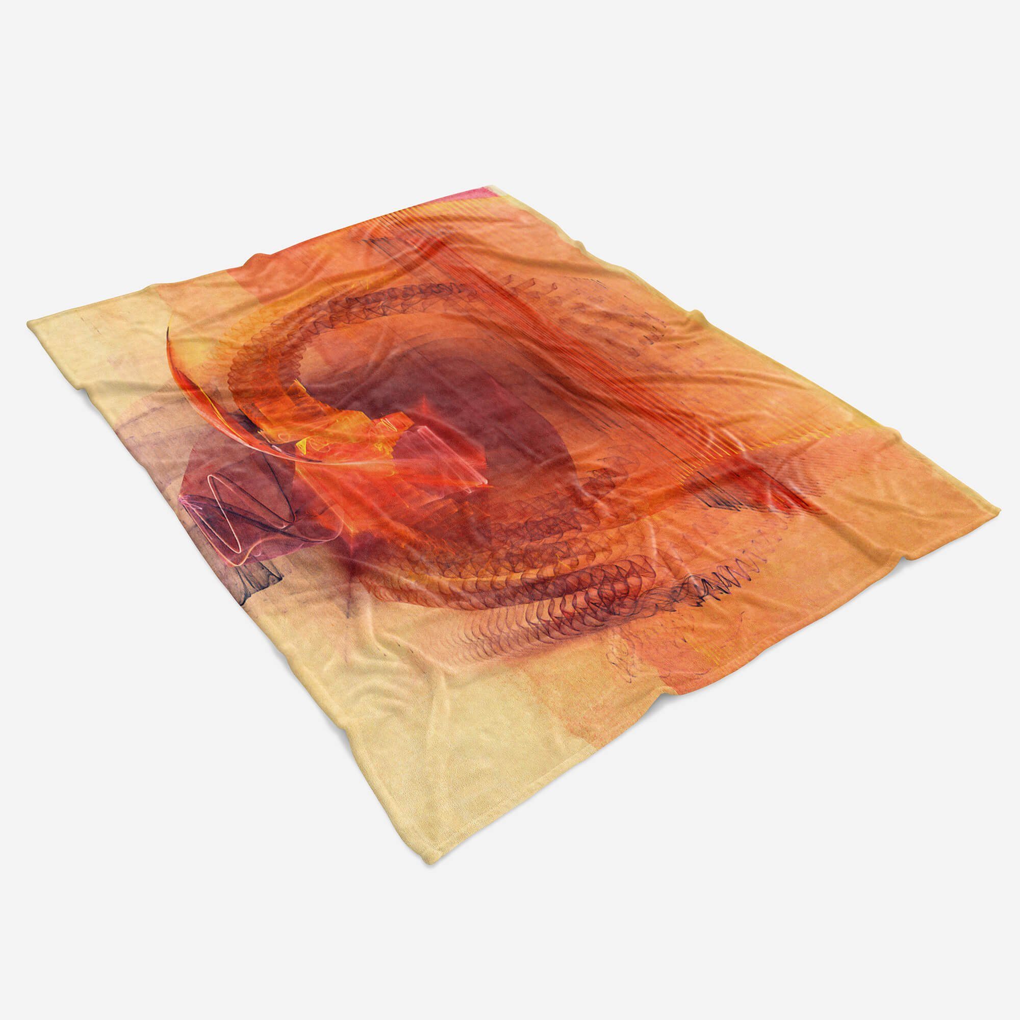 abstrakten Handtuch Baumwolle-Polyester-Mix mit Handtuch Sinus Strandhandtuch Art Motiv, Handtücher (1-St), Kuscheldecke Enigma Saunatuch