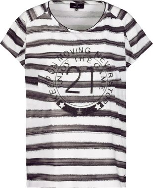 Monari T-Shirt Rundhals Jersey Shirt mit Allover Ringel Print