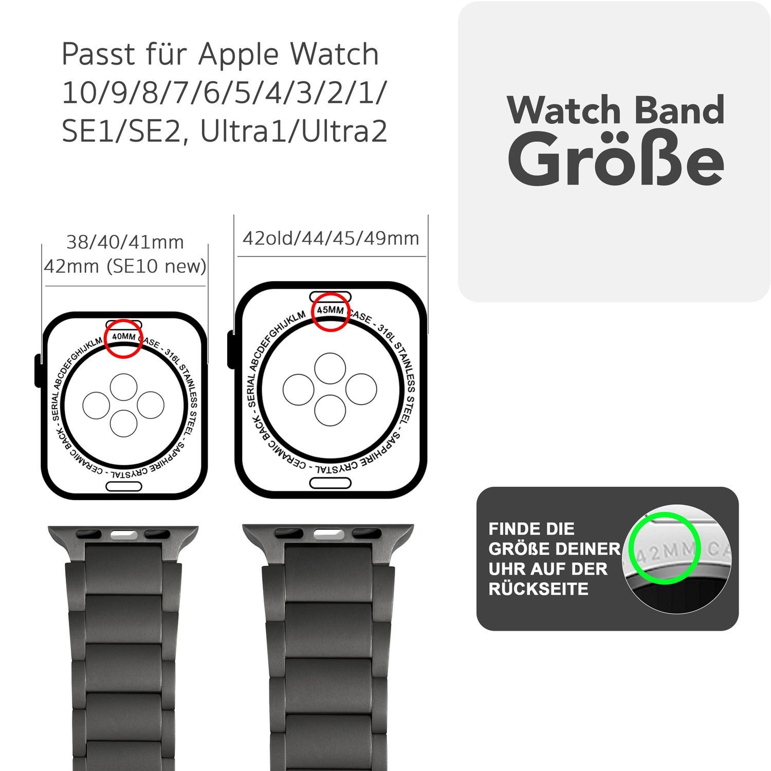 Nalia Smartwatch-Armband Apple Watch 38mm/40/41/42(Serie 10), günstig online kaufen