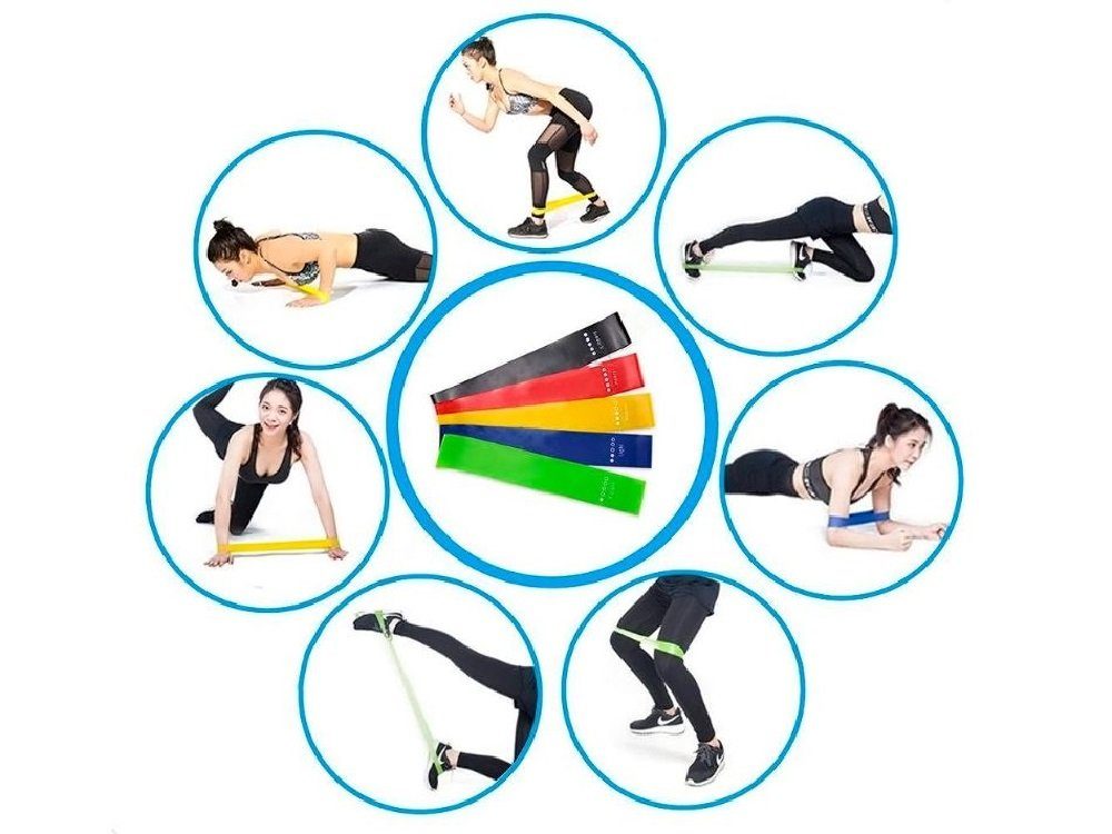 Luna24 simply great ideas... 5 Fitnessbänder, Widerstandsbänder, Trainingsbänder in 5 Stärken Fitnessband, 5-tlg.