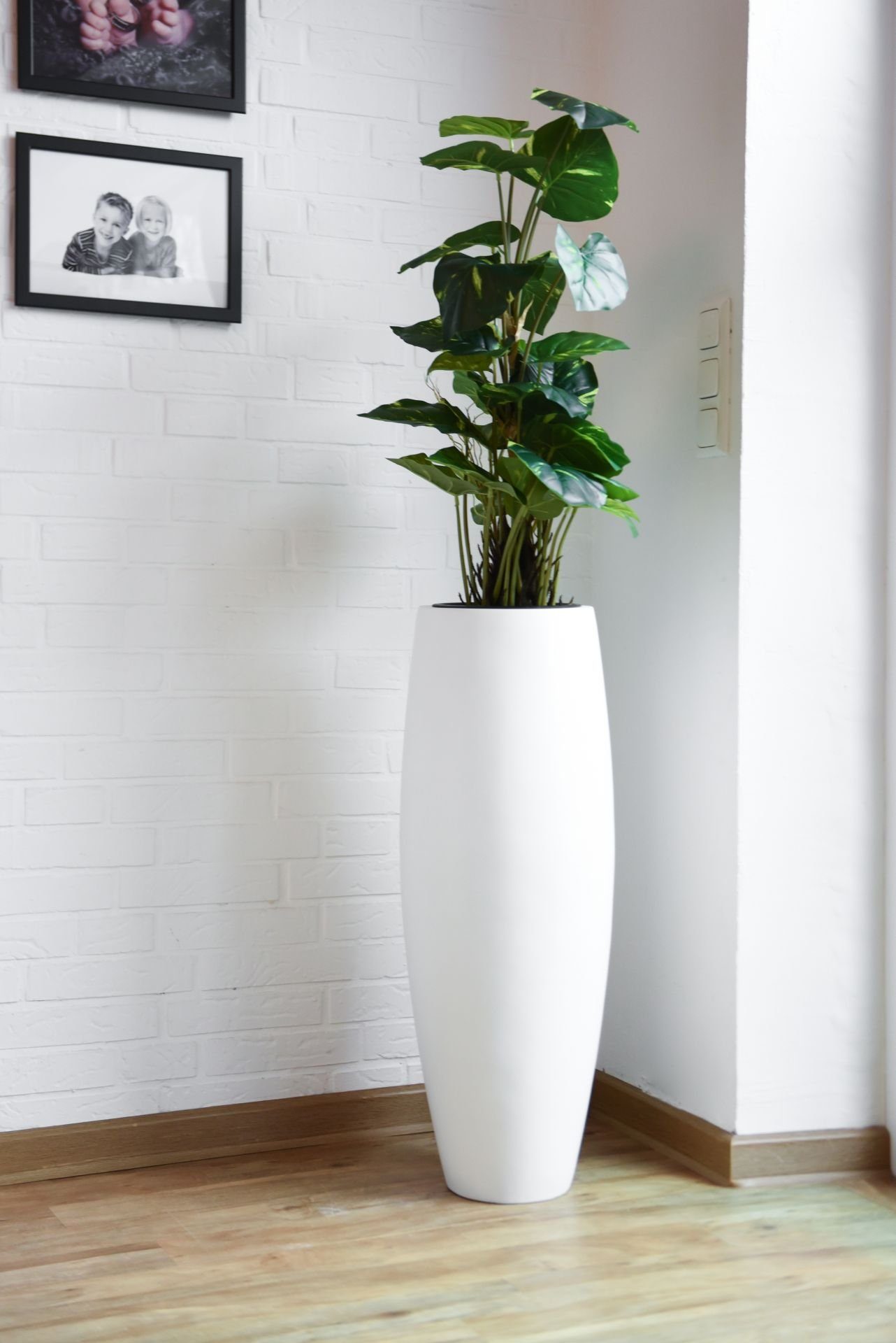 VIVANNO Bodenvase Fiberglas MAGNUM Rund - Weiß Matt (1 St), 30x80 cm günstig online kaufen
