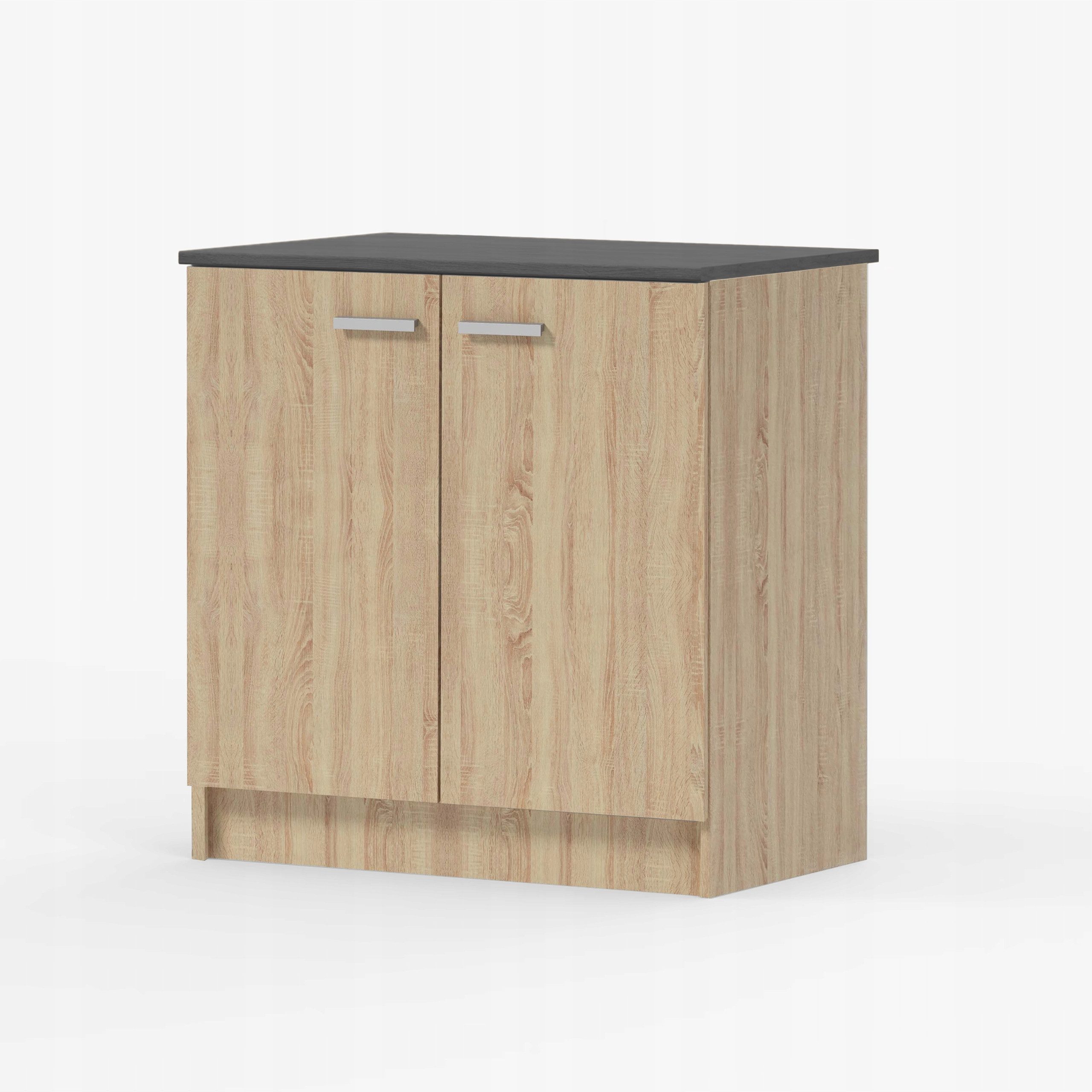 STAMAR Spülenschrank 80 cm Eiche Sonoma 2 Türen 82 cm hoch (Unterschrank Küche kompakt platzsparend Holzoptik Laminat, 1-St., 80x82x49 cm Sperrholz 16 mm verchr – Bild 4 von 5