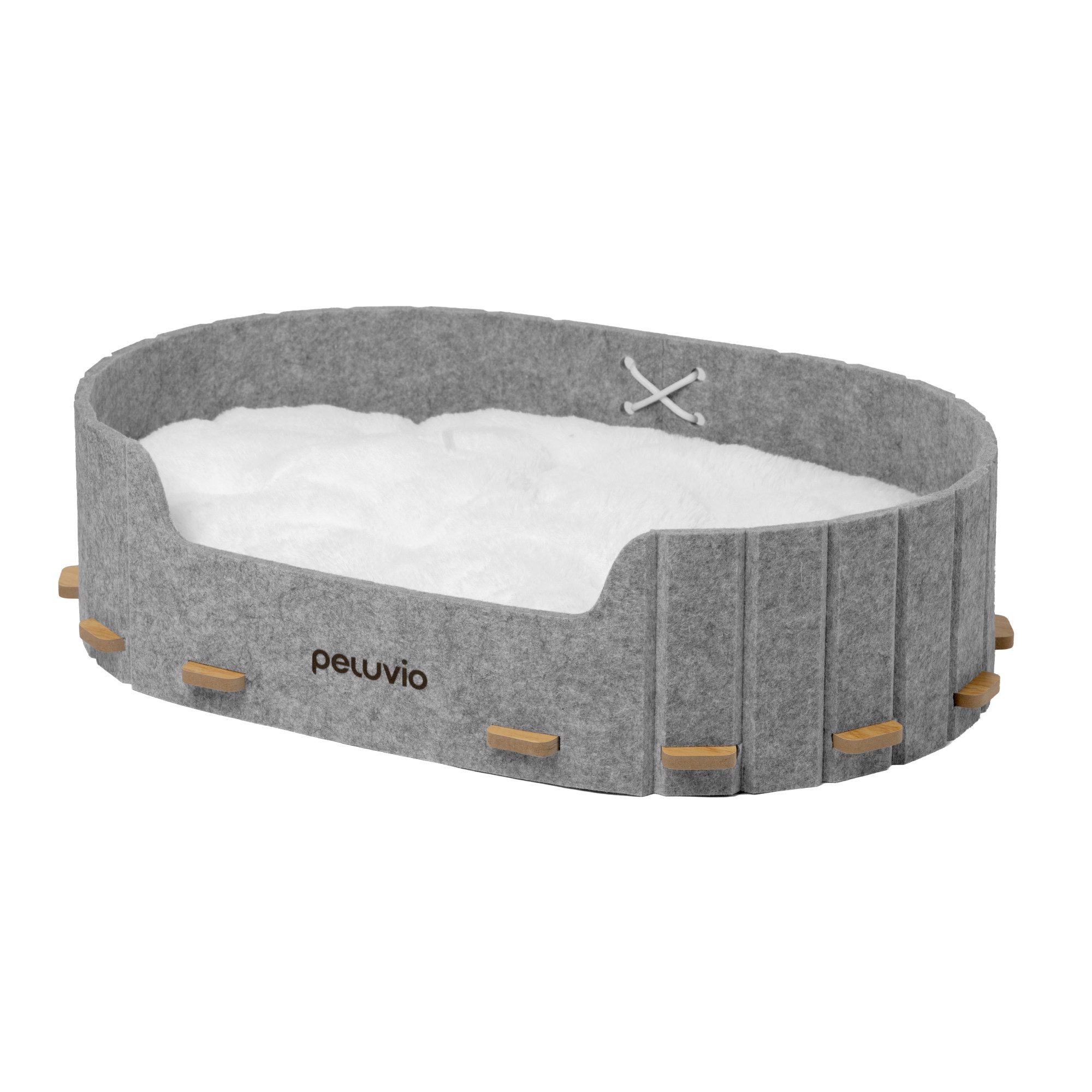 Peluvio Tierbett COSPO, Baumwoll- und PP-Mischung, Filz/Holz/waschbares Kissen/modular/2 Größen
