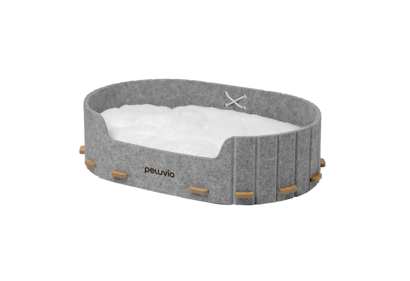 Peluvio Tierbett COSPO, Baumwoll- und PP-Mischung, Filz/Holz/waschbares Kissen/modular/2 Größen