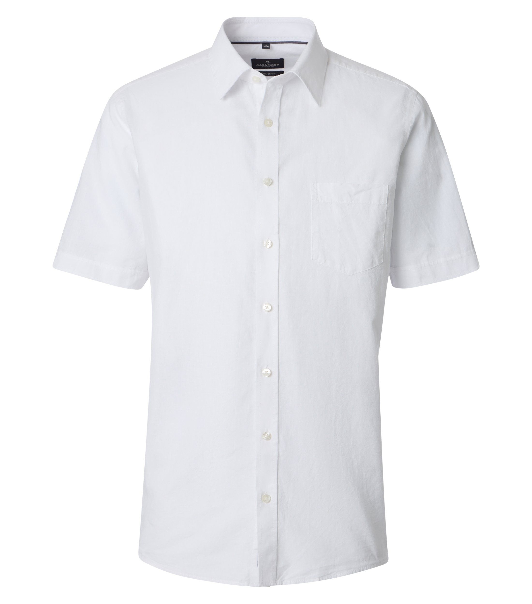 CASAMODA Kurzarmhemd CASAMODA Herren Freizeithemd Kurzarm Kent Casual Leinen Weiß