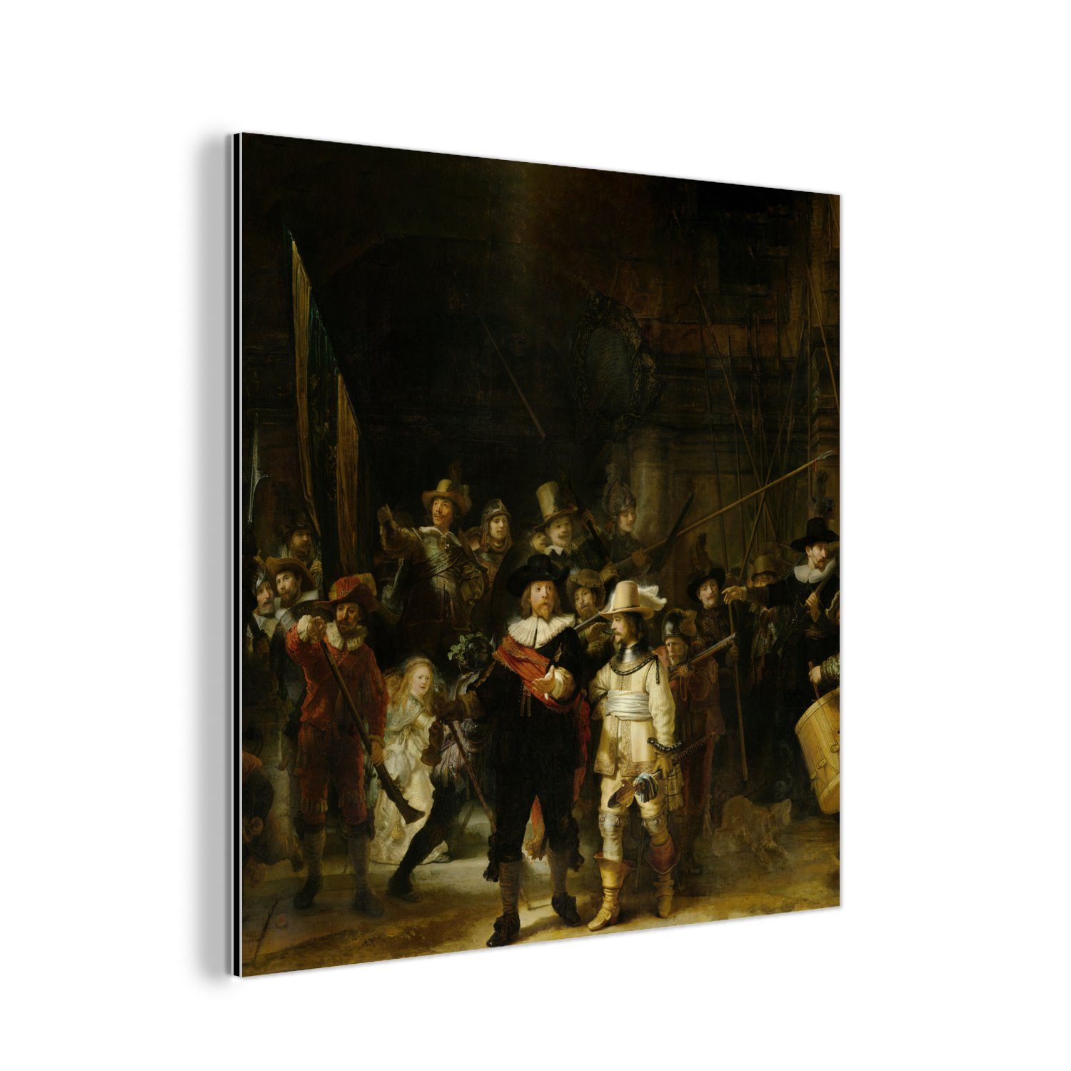 MuchoWow Metallbild Die Nachtwache - Kunst - Alte Meister - Rembrandt, (1 St), Alu-Dibond-Druck, Gemälde aus Metall, Aluminium deko