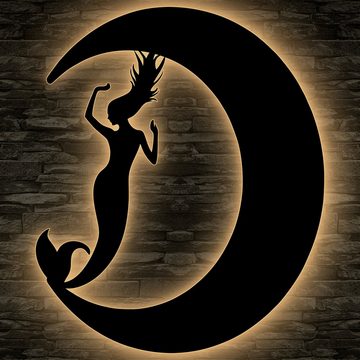LEON FOLIEN Dekofigur Meerjung frau Schlummerlicht Nachtlicht in Mond in Schwarz #89