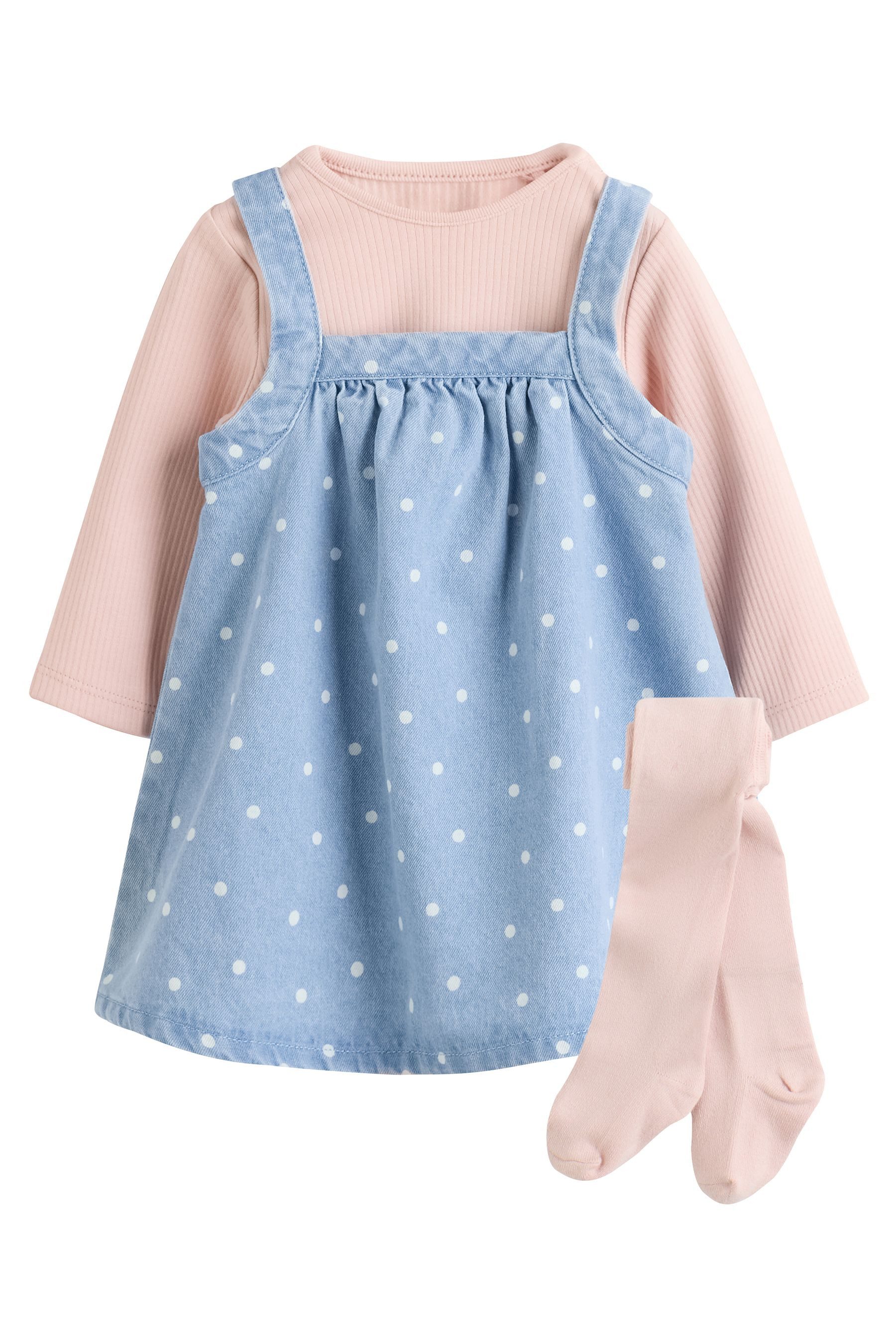 Next Latzkleid 3-teiliges Baby-Set: Kleid, Body und Strumpfhose (3-tlg)