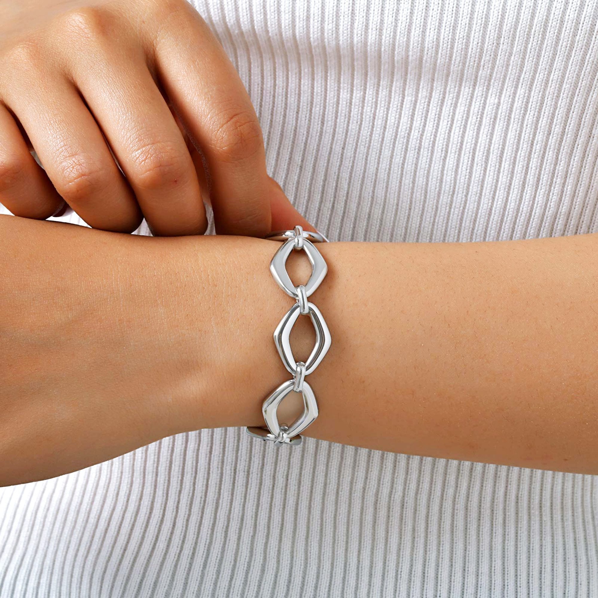 KARMA Armband Damen Edelstahl Gliederarmband Gold oder Silber (Edelstahlarmband wasserfest hypoallergen), Statement Damenarmband – Bild 3 von 5