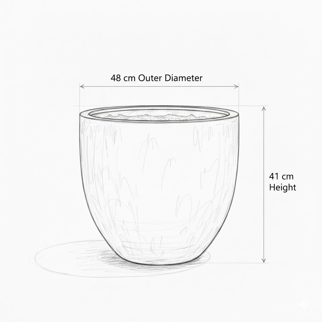 Teramico Pflanzkübel Teramico Pflanzgefäß Keramik "Egg Pot" Antik Grau Ø 48cm – XXL Steinze, 100% Frostfest