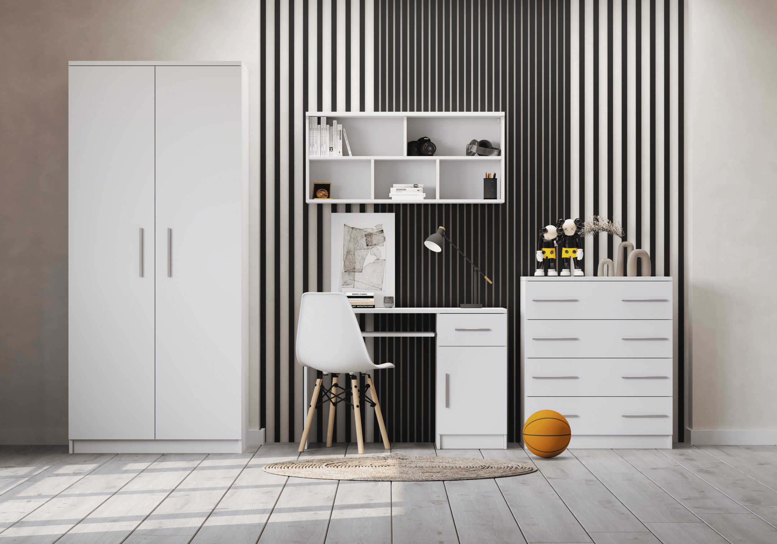 MOEBLO Kommode Marsala II 4s (Sideboard Wohnzimmer Kommode Schlafzimmer, Komodenschrank, Highboard, modischen silbernen Griffe), (BxHxT):80x93x40cm