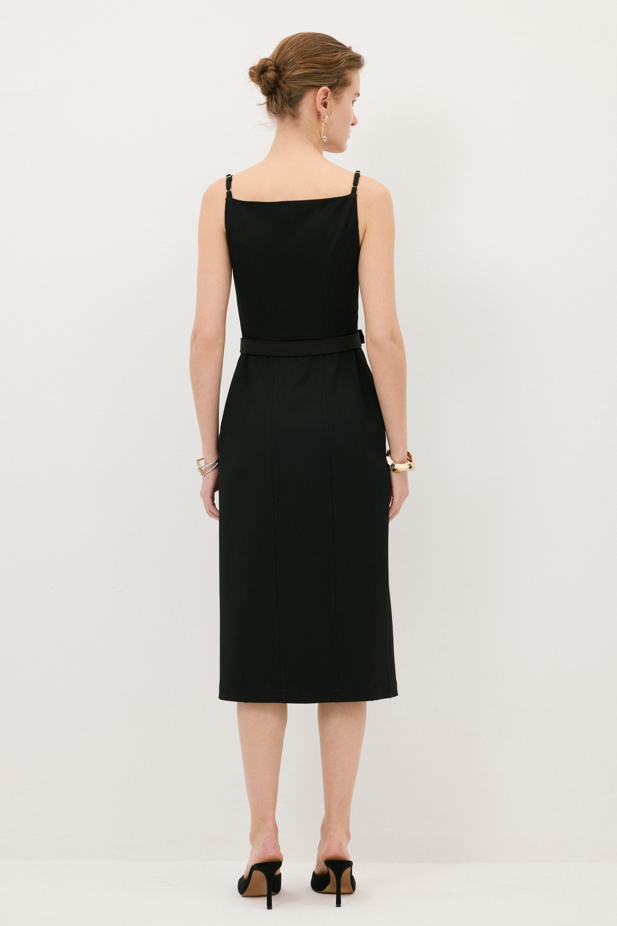 adL Cocktailkleid Kleid mit Spaghettiträgern und Gürtel – Bild 3 von 5