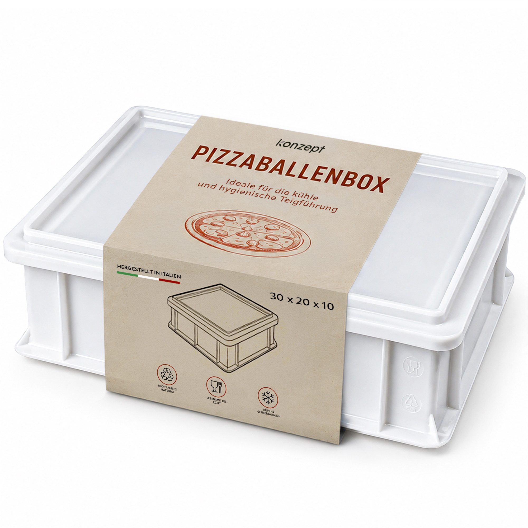 KONZEPT Vorratsdose Pizzateig Box mit Deckel, Ideal Für Teigruhe & Gärung, Einfach Zu Reinigen