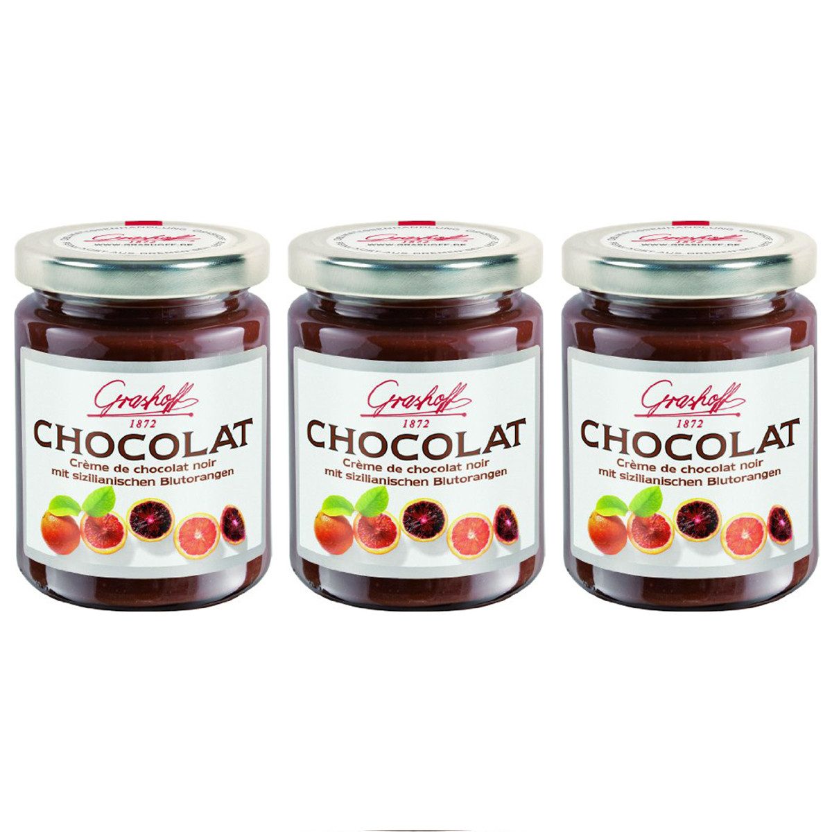 Grashoff Schokoaufstrich, Grashoff Dunkle Schokoladencreme mit Blutorangenöl 250g 3er Pack