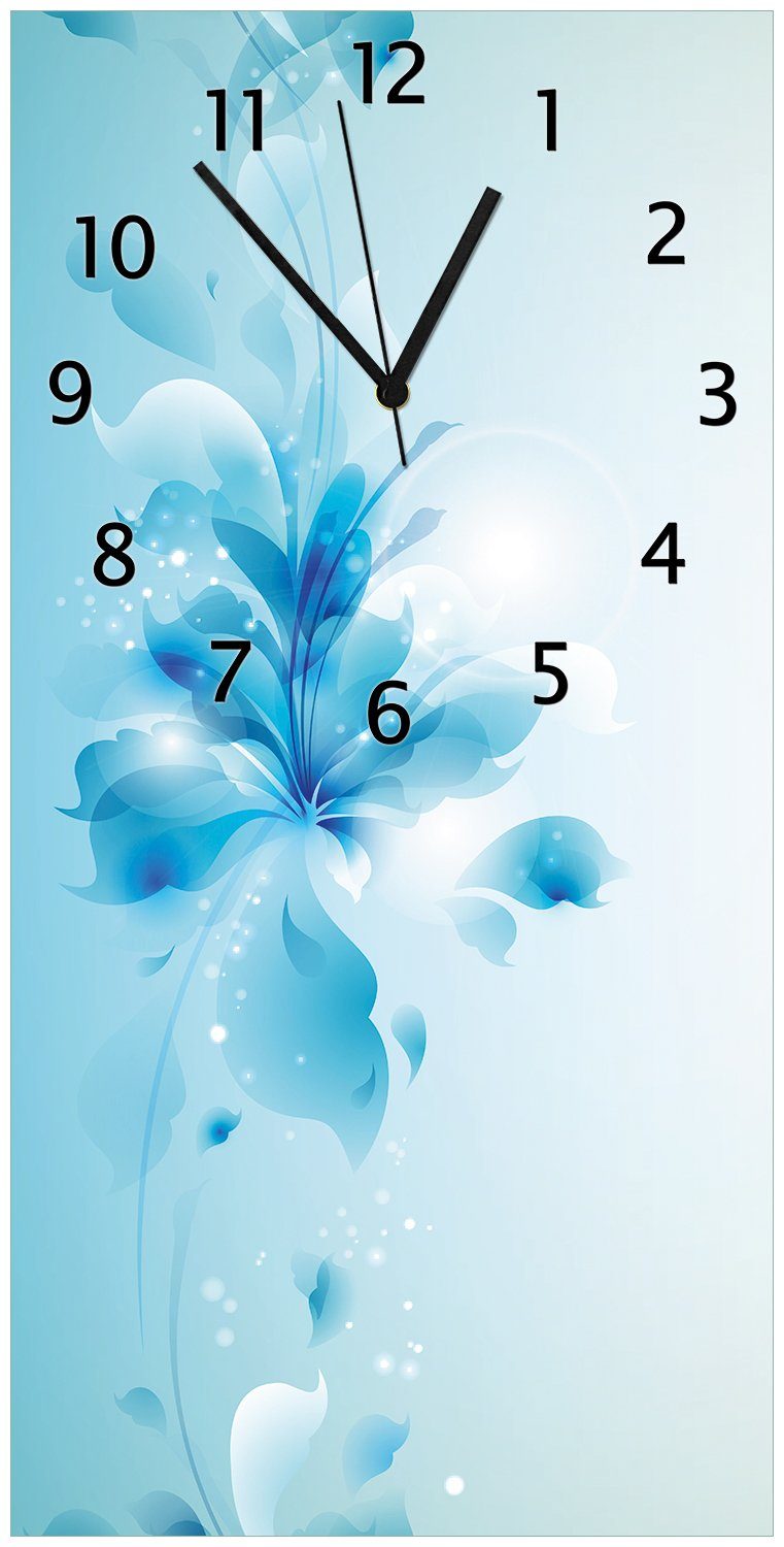 Wallario Wanduhr Blaues Blumenbuket (Uhr aus Acryl)