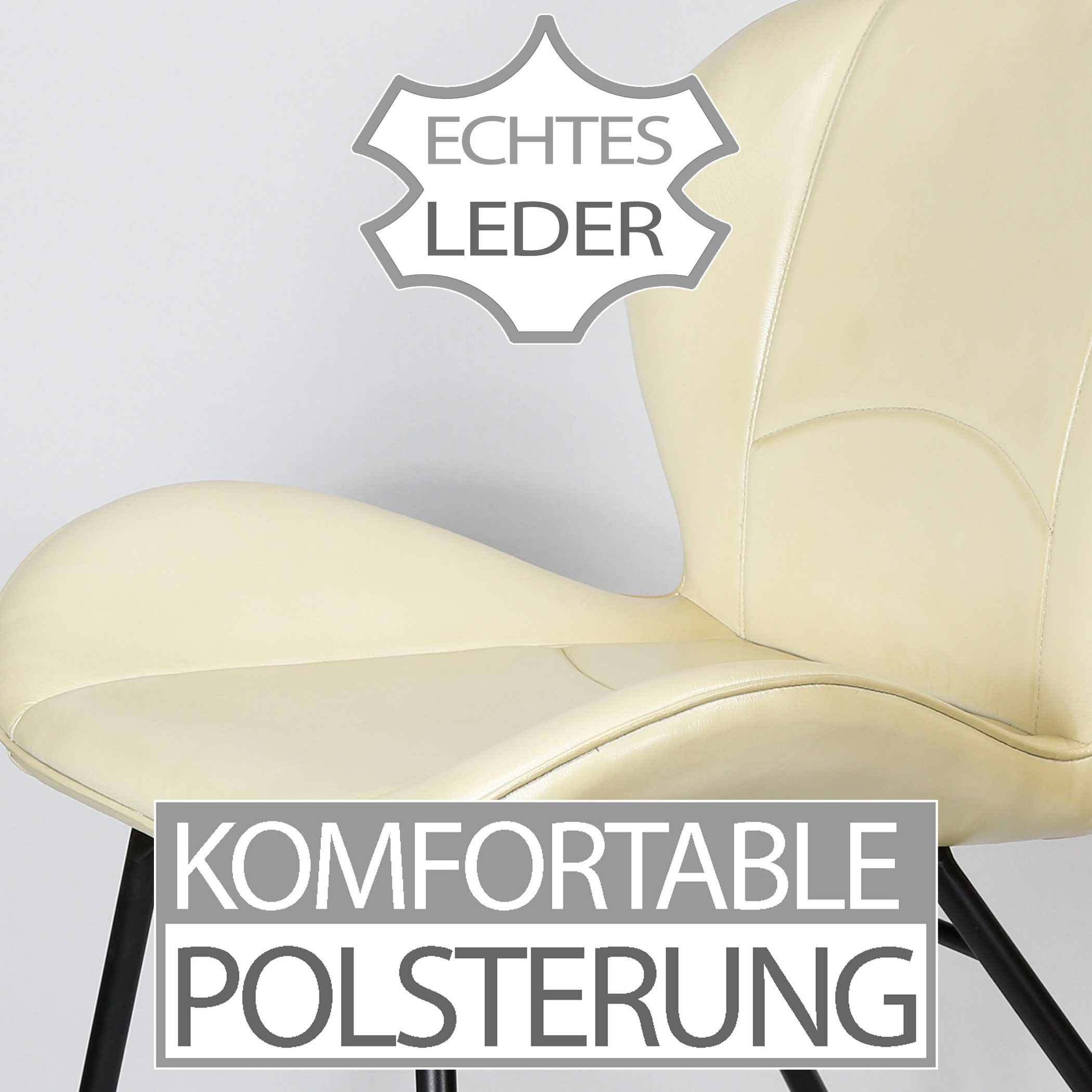 Casa Moro Polsterstuhl Besucherstuhl Stuhl Esszimmer Echt Leder Beige (Schalenstuhl bequem modern Lederstuhl), Echtleder Esszimmerstuhl als 1 Stuhl, 2er, 4er & 6er Set