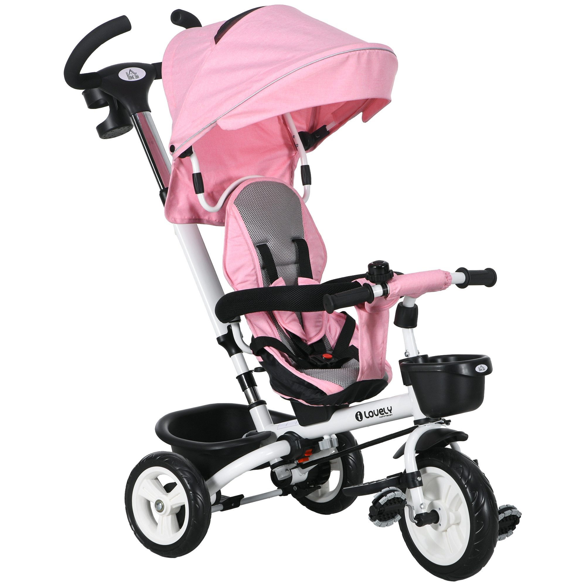 Dreirad Kinderdreirad mit Sicherheitsgurt, Schubstange