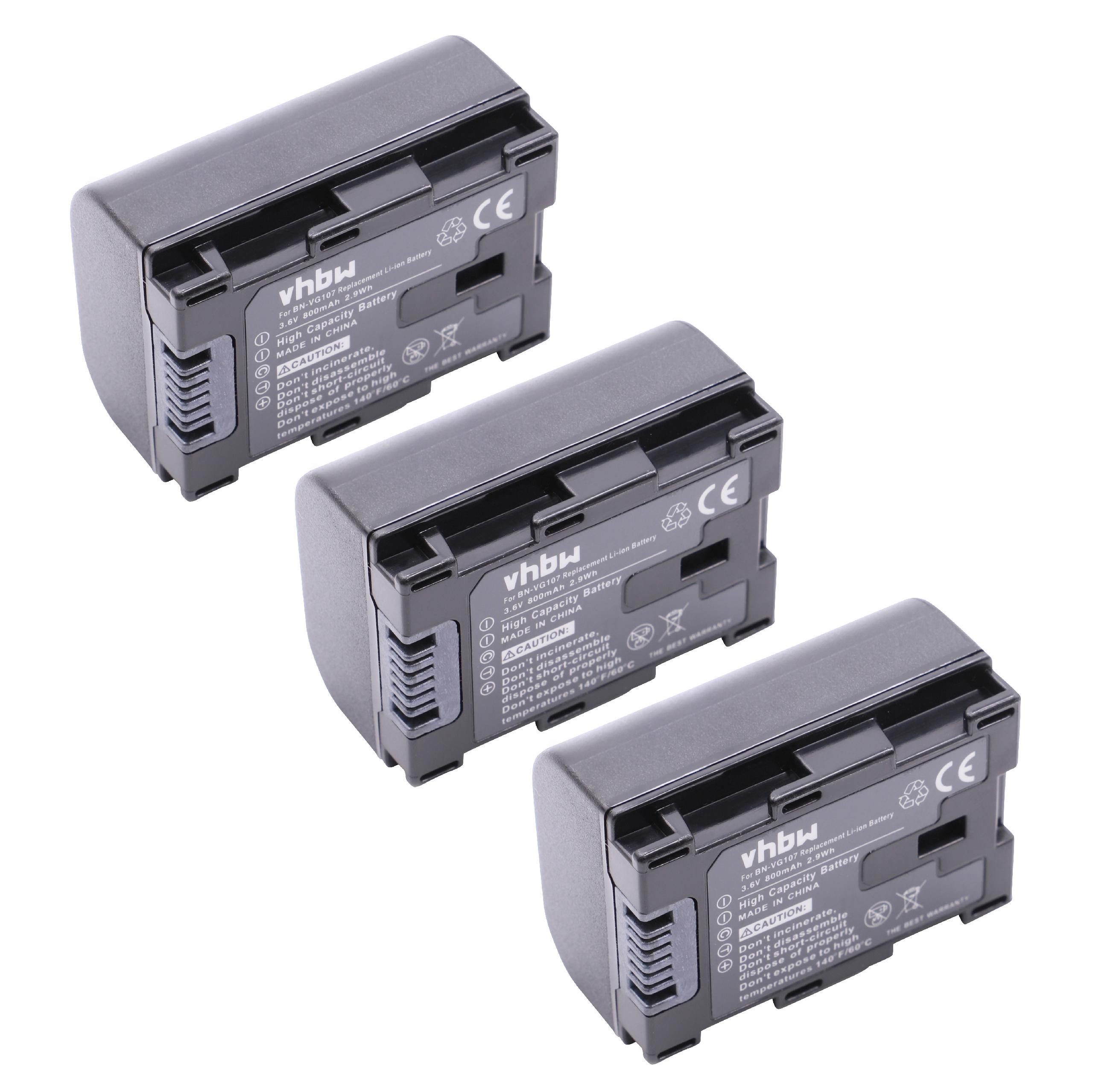 vhbw passend für JVC GZ-MS230AUC, GZ-MS230AUS, GZ-MS230BEU, GZ-MS230BU, Kamera-Akku 800 mAh