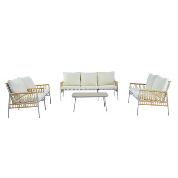OKWISH Gartenlounge-Set Gartenmöbel Set mit Stahlrahmen, (3-Sitzer, 1 2-Sitzer, 2 Sessel, 1 Couchtisch, 5-tlg), Rope Lounge, Balkonset