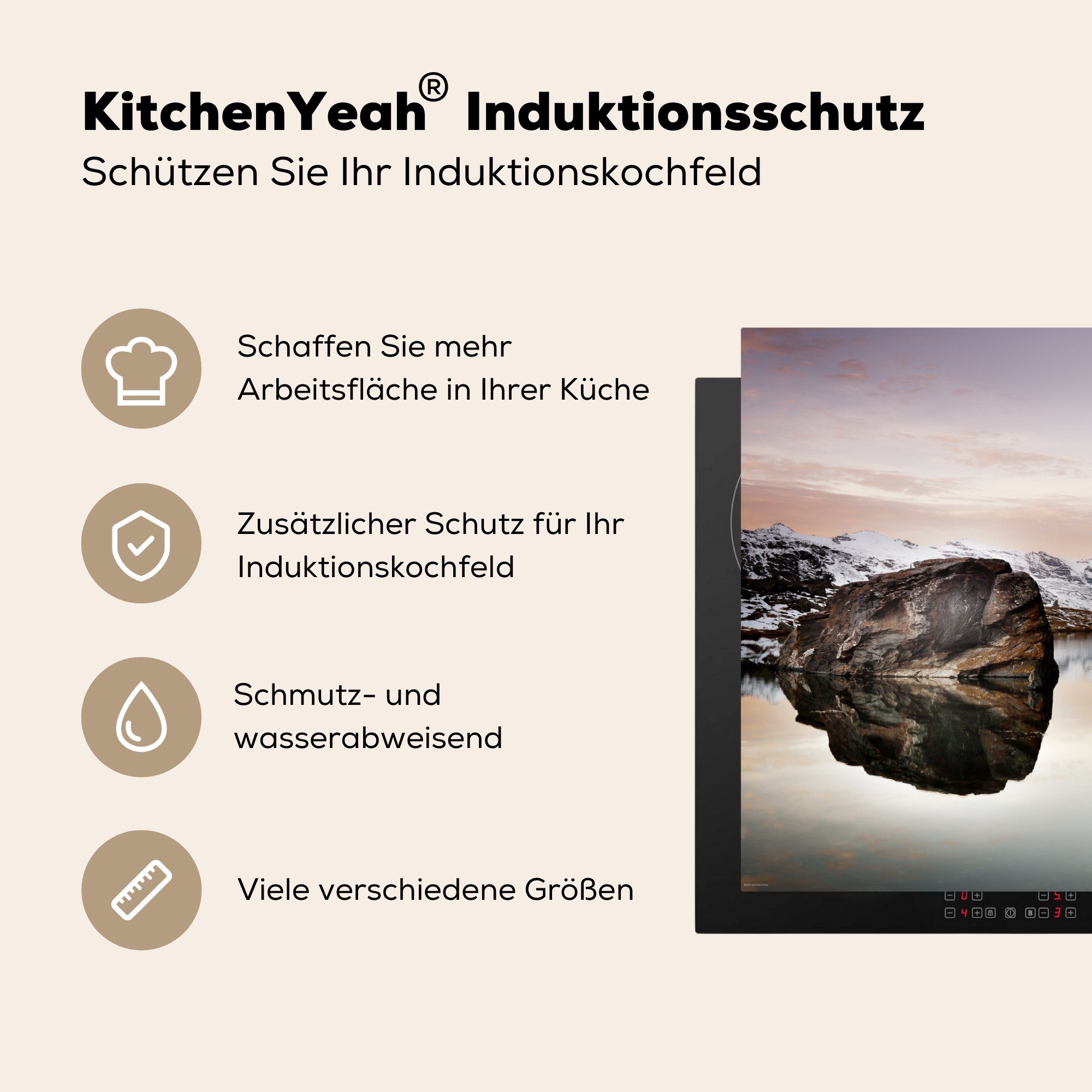 83x51 Arbeitsplatte Ceranfeldabdeckung, das (1 auf Blick Herdblende-/Abdeckplatte in cm, Schweiz, für der küche Stellisee Matterhorn MuchoWow tlg), Vinyl, vom
