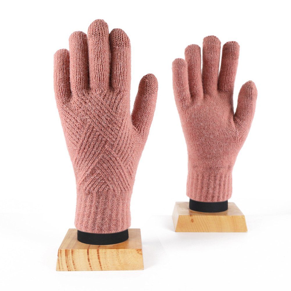 ManKle Strickhandschuhe Winter Touchscreen Handschuhe Strick Fingerhandschuhe Mehrfarbige Rosa