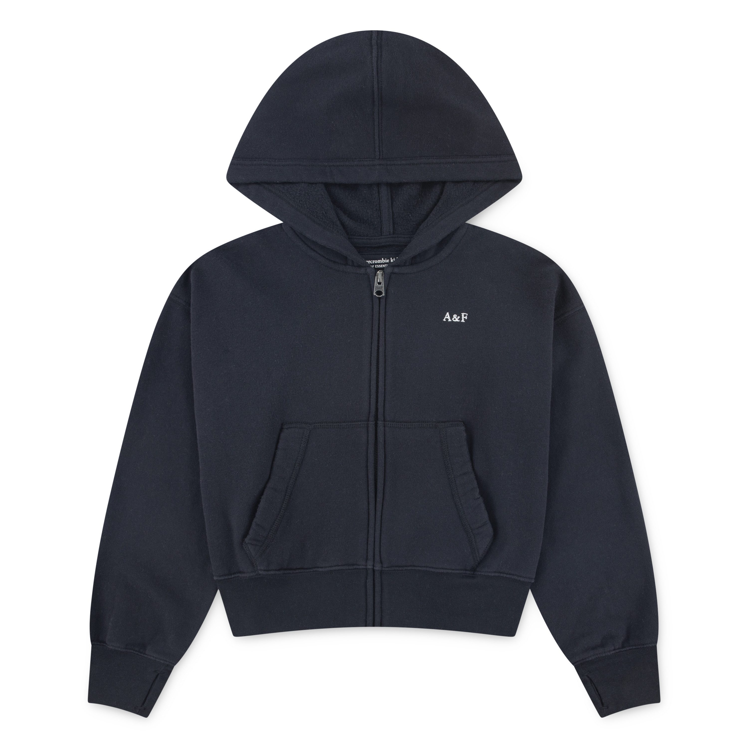 Abercrombie Kids Kapuzensweatjacke AFG ESSENTIAL FULL ZIP kurz, mit Logo-Stickerei, for girls
