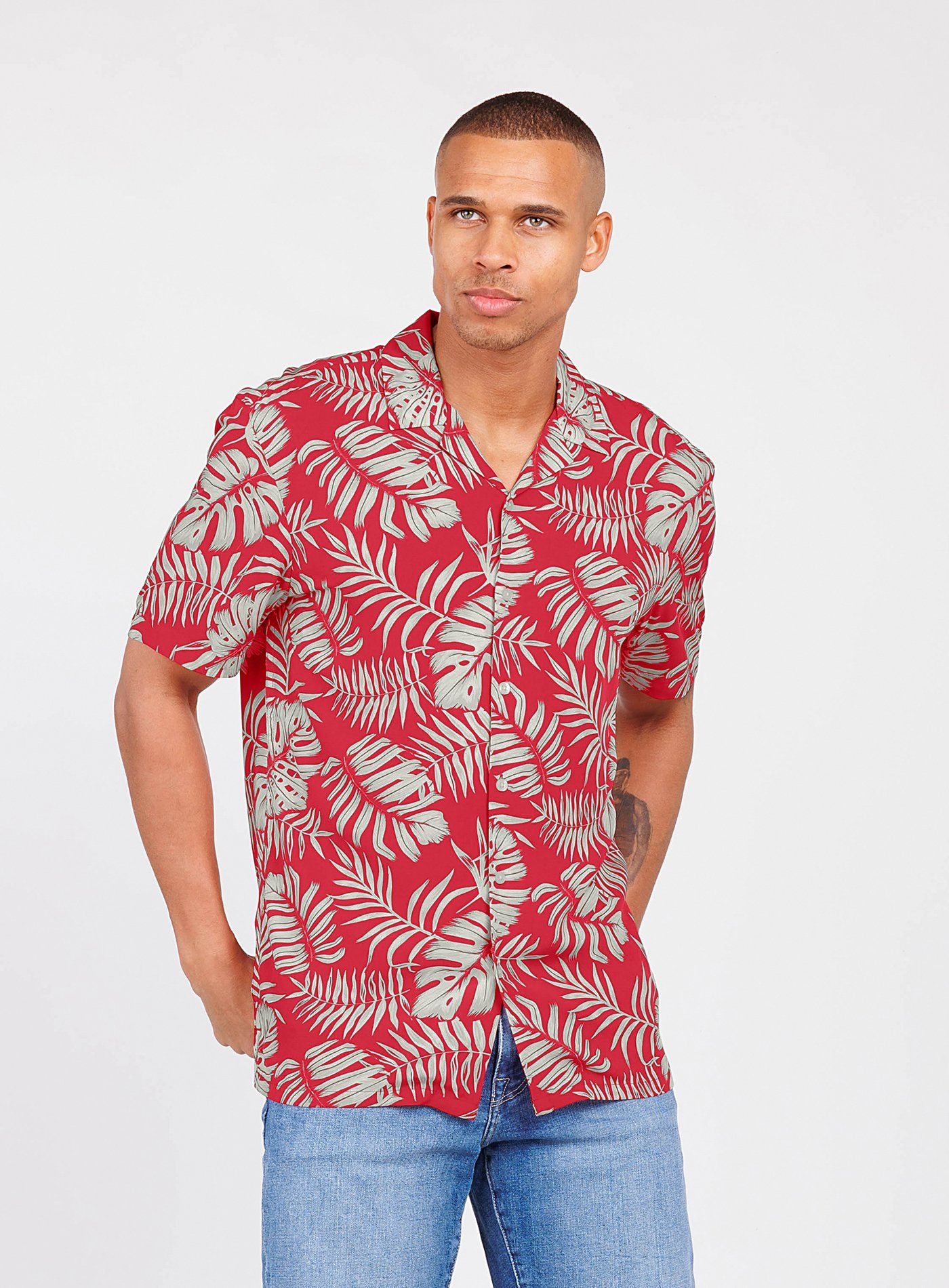 Key Largo Kurzarmhemd MSH HAVANNA 1/2 patterned (1-tlg)