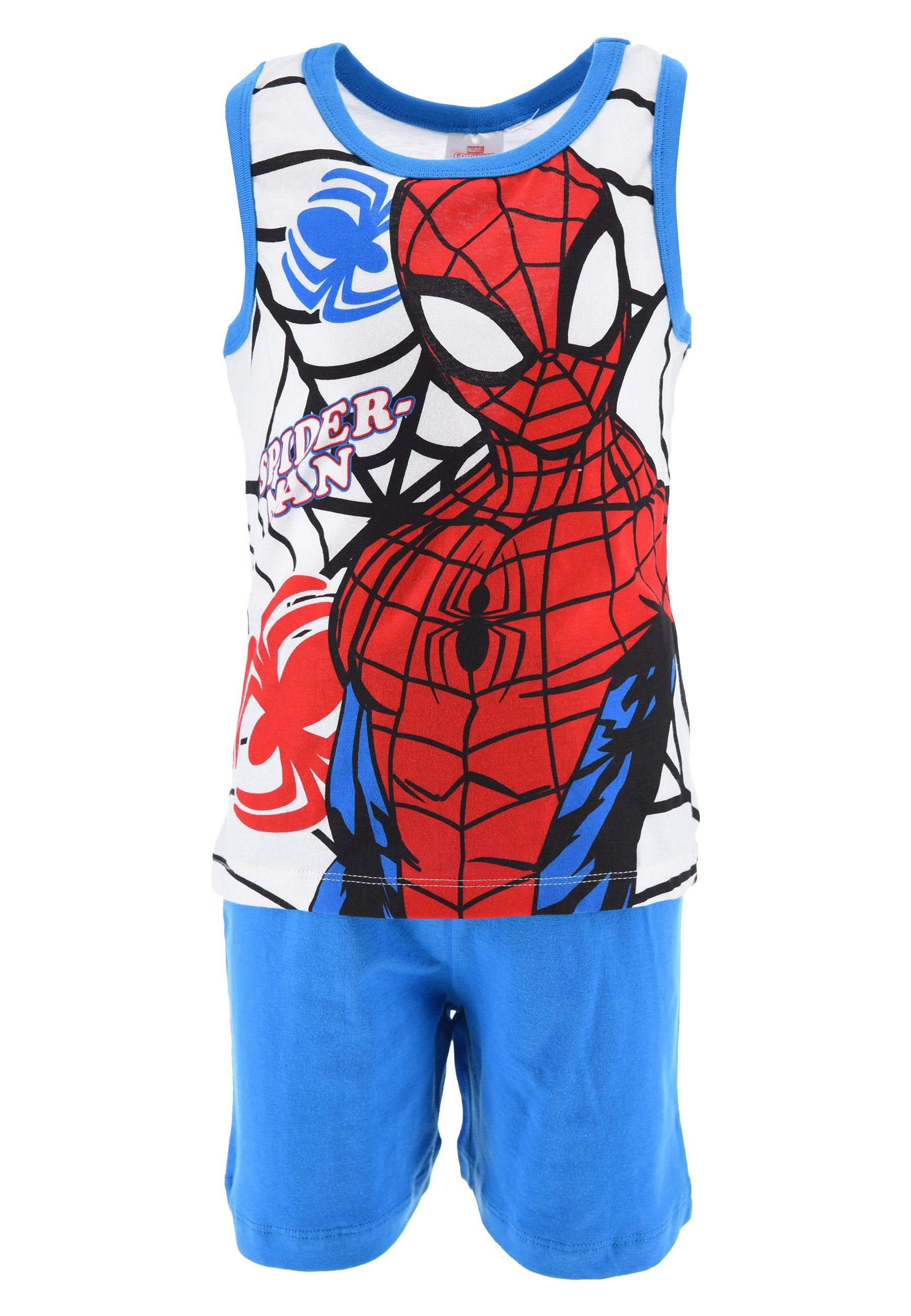 Spiderman Shorty Kinder Jungen Pyjama Schlaf-Set (2 tlg) Blau