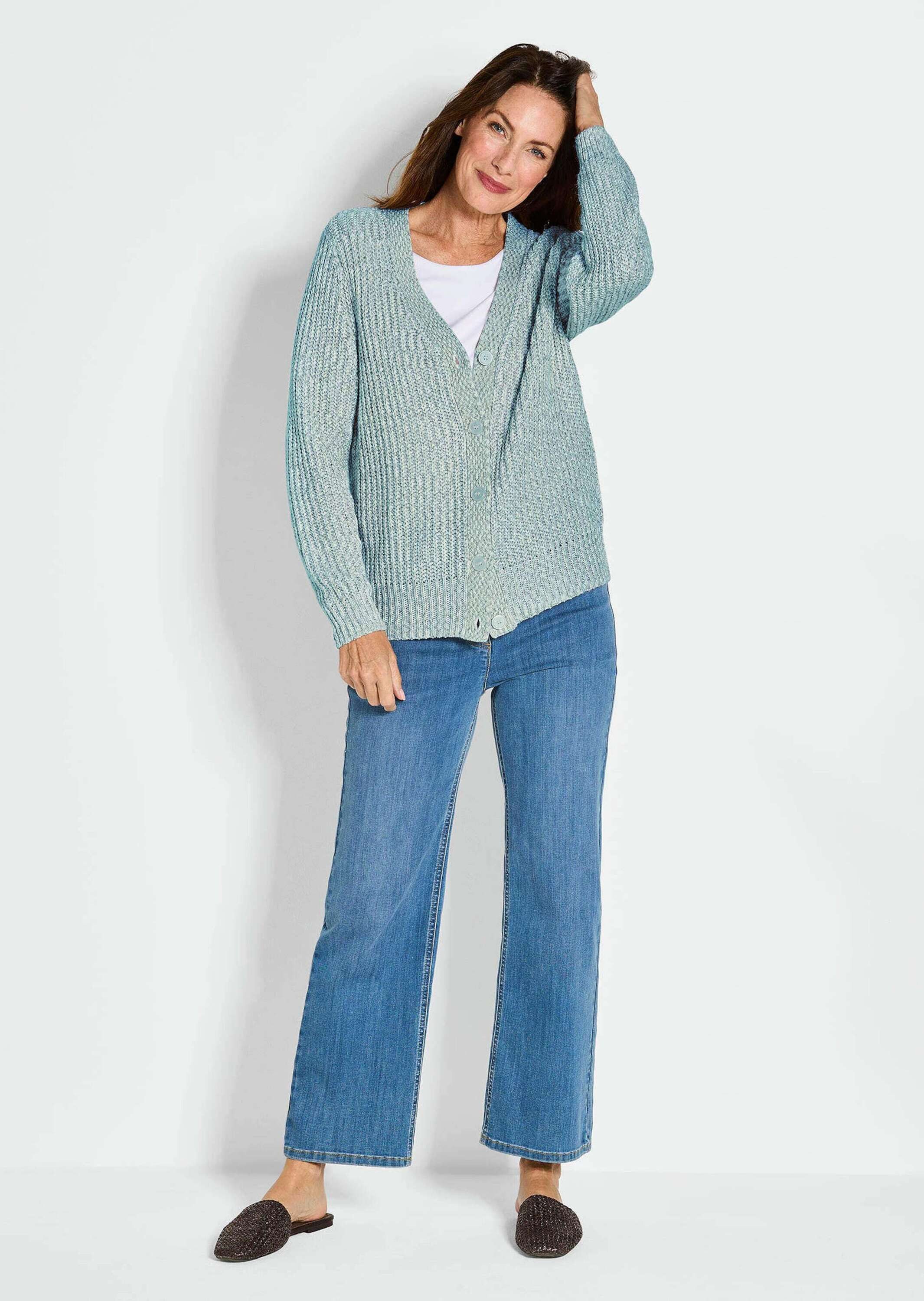 GOLDNER Strickjacke Langarm Strickjacke mit V-Ausschnitt Cardigan aus modis günstig online kaufen