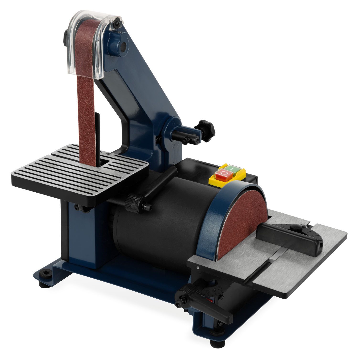 EBERTH Tellerschleifmaschine Bandschleifmaschine Bandschleifer Tellerschleifer Elektrisch 300W, Verstellbare Werkzeugauflage, Verstellbares Schleifband