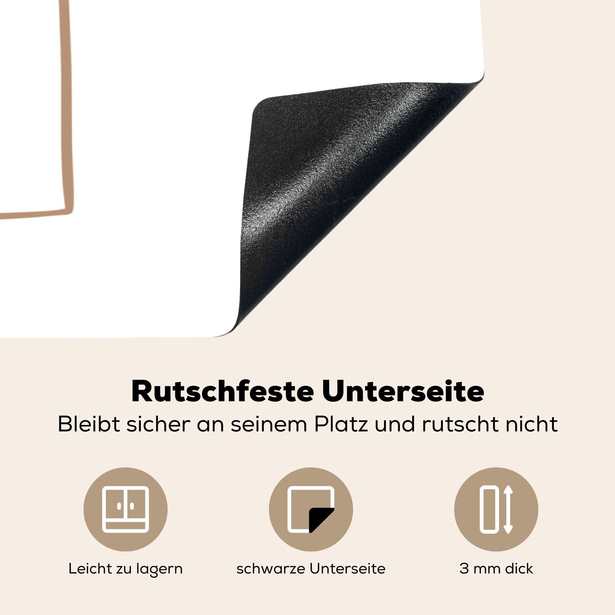 MuchoWow Herdblende-/Abdeckplatte Pflanze Weiß Abstrakt, - für Rahmen (1 Vinyl, - - tlg), küche, 81x52 Ceranfeldabdeckung die cm, Induktionskochfeld Schutz