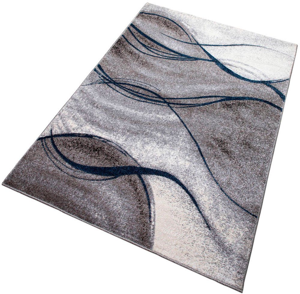 OTTO home Teppich Tritom, rechteckig, Höhe: 9 mm, mit besonders weichem Flor, Kurzflor, modernes Wellen Muster