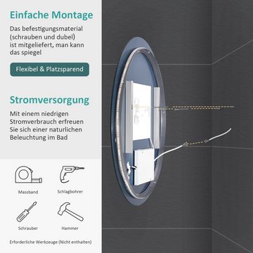 EMKE Badspiegel EMKE Badspiegel mit Beleuchtung LED Badezimmerspiegel Wandspiegel, mit Touch, Beschlagfrei und 3 Lichtfarben Dimmbar,Speicherfunktion