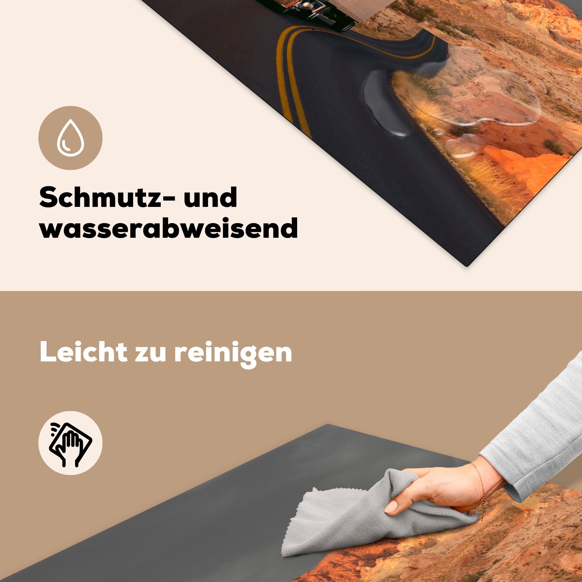 MuchoWow Herdblende-/Abdeckplatte Lkw Ceranfeldabdeckung, Felsen, 78x78 küche Straße für Arbeitsplatte tlg), (1 - Vinyl, cm, 