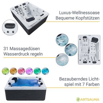 Artsauna Whirlpool Oasis, (Spa mit Massagedüsen, LED-Beleuchtung, inkl. Abdeckung)