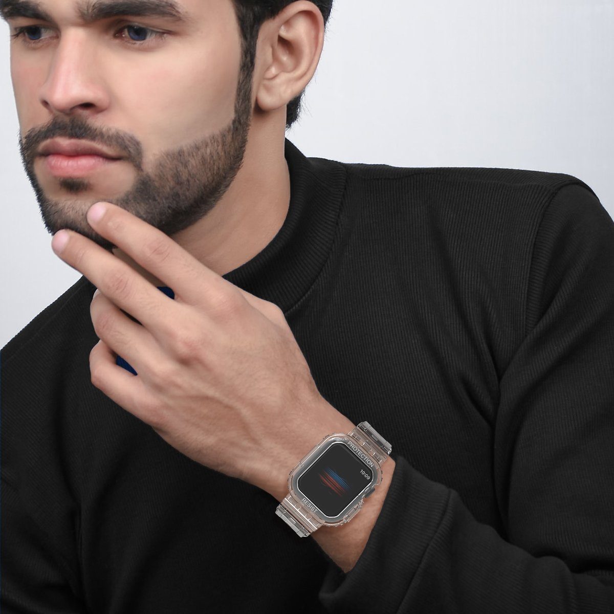Wigento Smartwatch-Armband Für Apple Watch Ultra 1 + 2 49mm Armband mit GehäuseSchutz Transparent