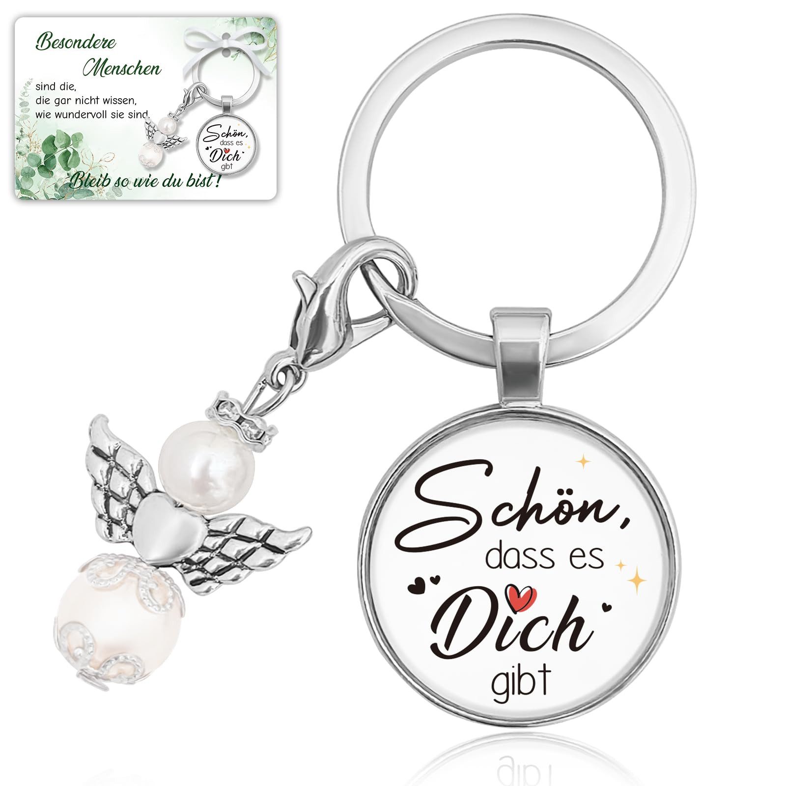 FOUORTUNATE-BEE Schlüsselanhänger Geschenk für Freundin – Schutzengel Schlüsselanhänger mit Karte, Schutzengel Schlüsselanhänger Geschenk für Frauen Freundin mit Karte