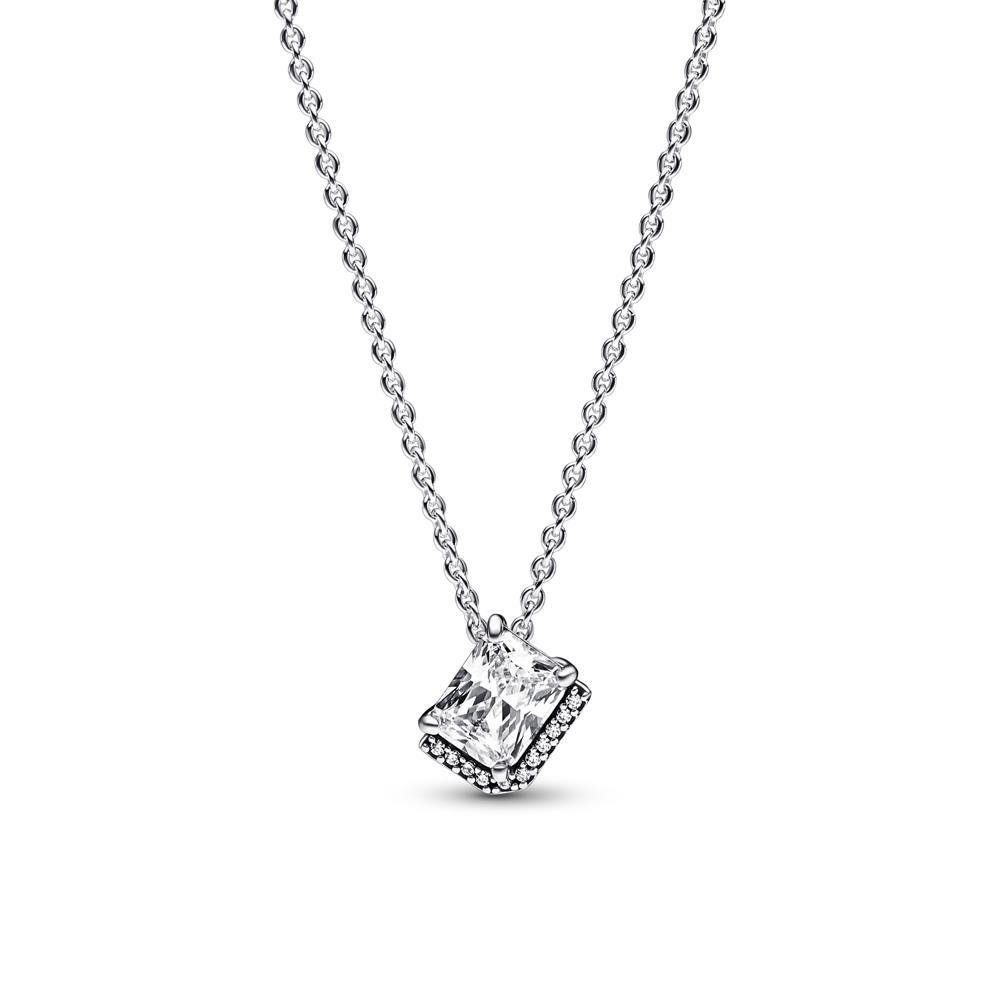 Pandora Edelstahlarmband Pandora Rectangular Sparkling Halo Collier Necklace 392388C01-45
